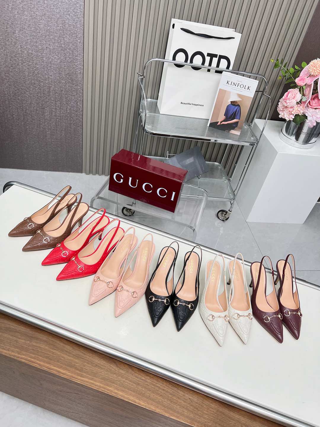 NO:260004,2519-A8 GUCCI presbyterian leather latest hit, counter original shoe mold production, original hardware chain buckle, favorite luxury goods of big-name stars, fabric, calf double G print, inner sheepskin, heel height 85mm, size 35-41. 