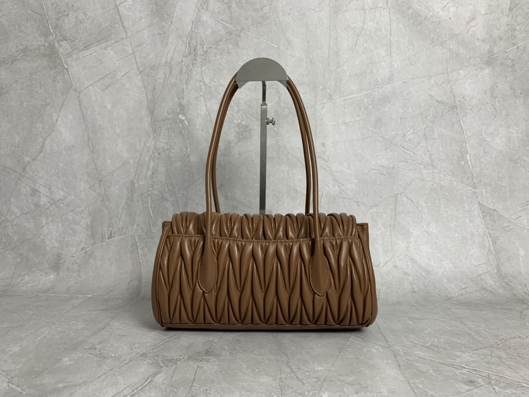 Miu Miu Brown Matelassé Shoulder Bag