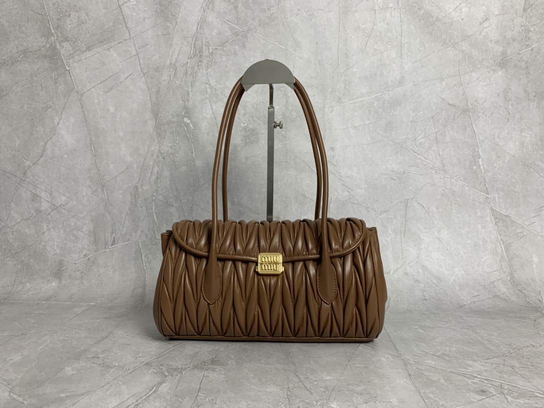 Miu Miu Brown Matelassé Shoulder Bag