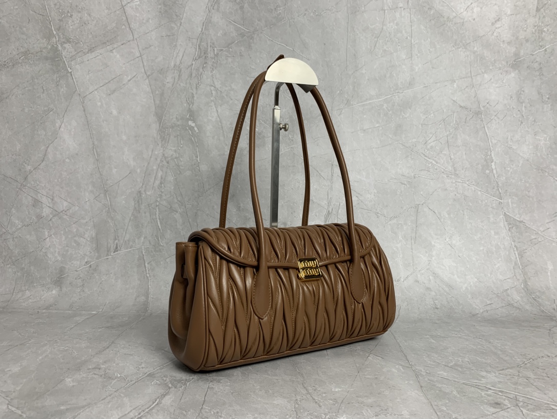Miu Miu Brown Matelassé Shoulder Bag