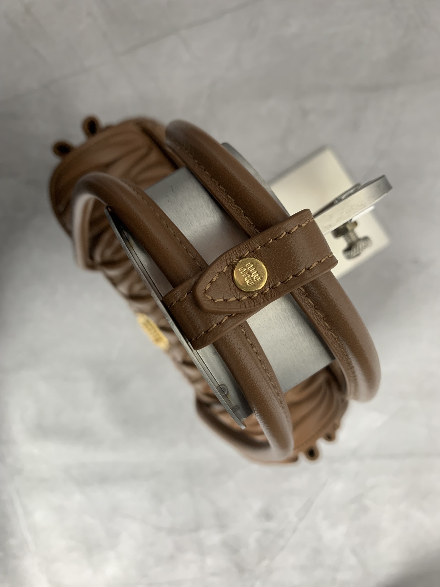 Miu Miu Brown Matelassé Shoulder Bag