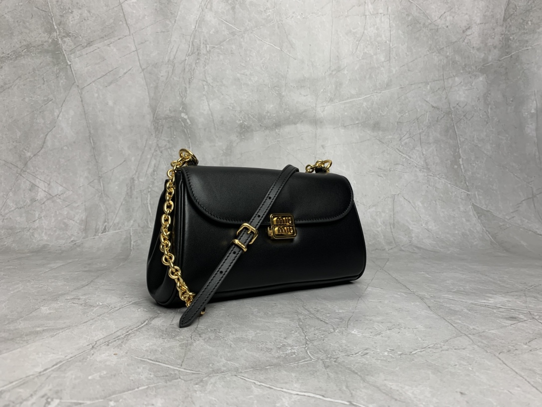 Miu Miu Black Leather Flap Bag