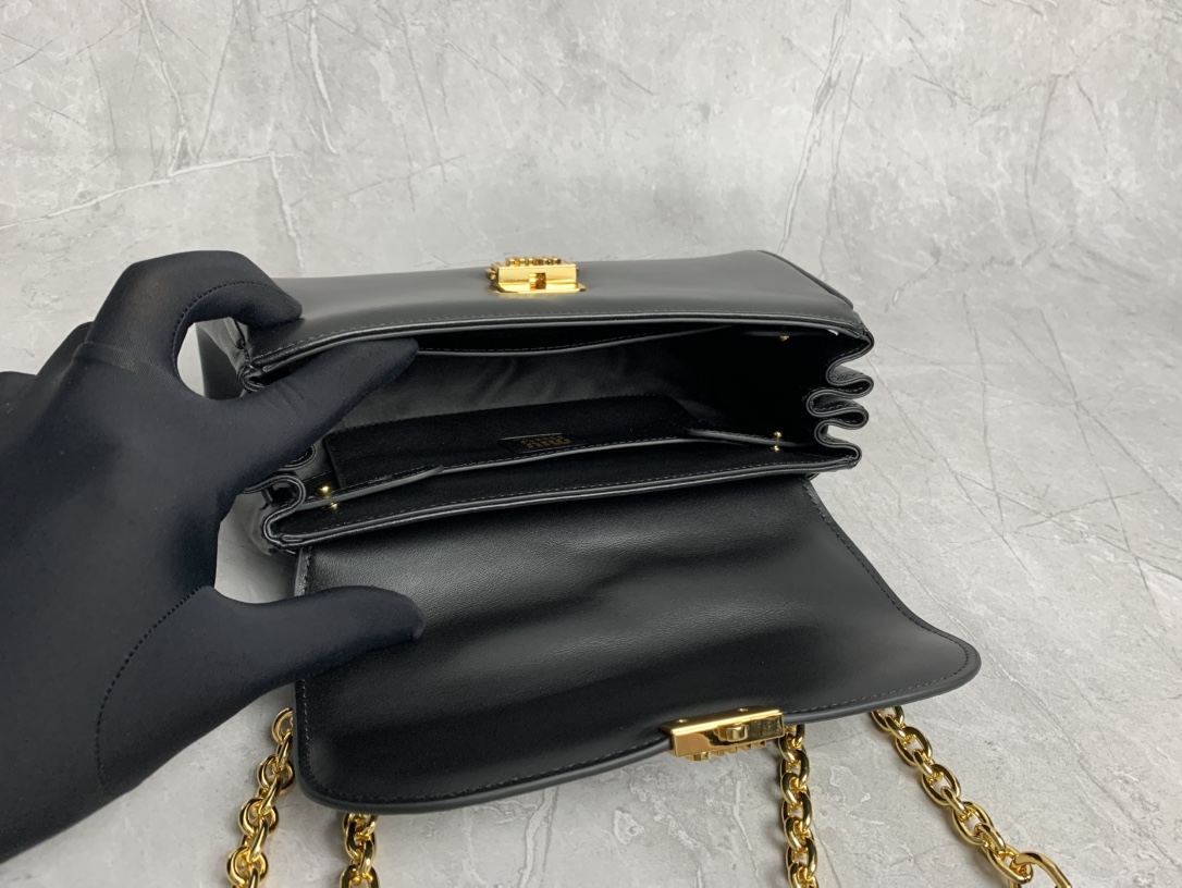 Miu Miu Black Leather Flap Bag