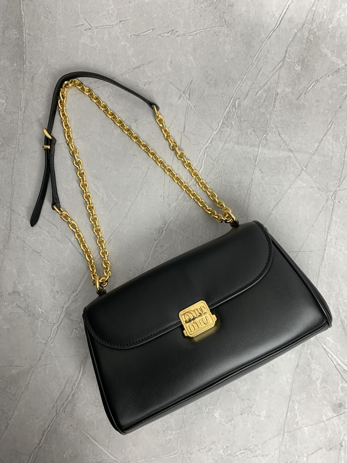 Miu Miu Black Leather Flap Bag