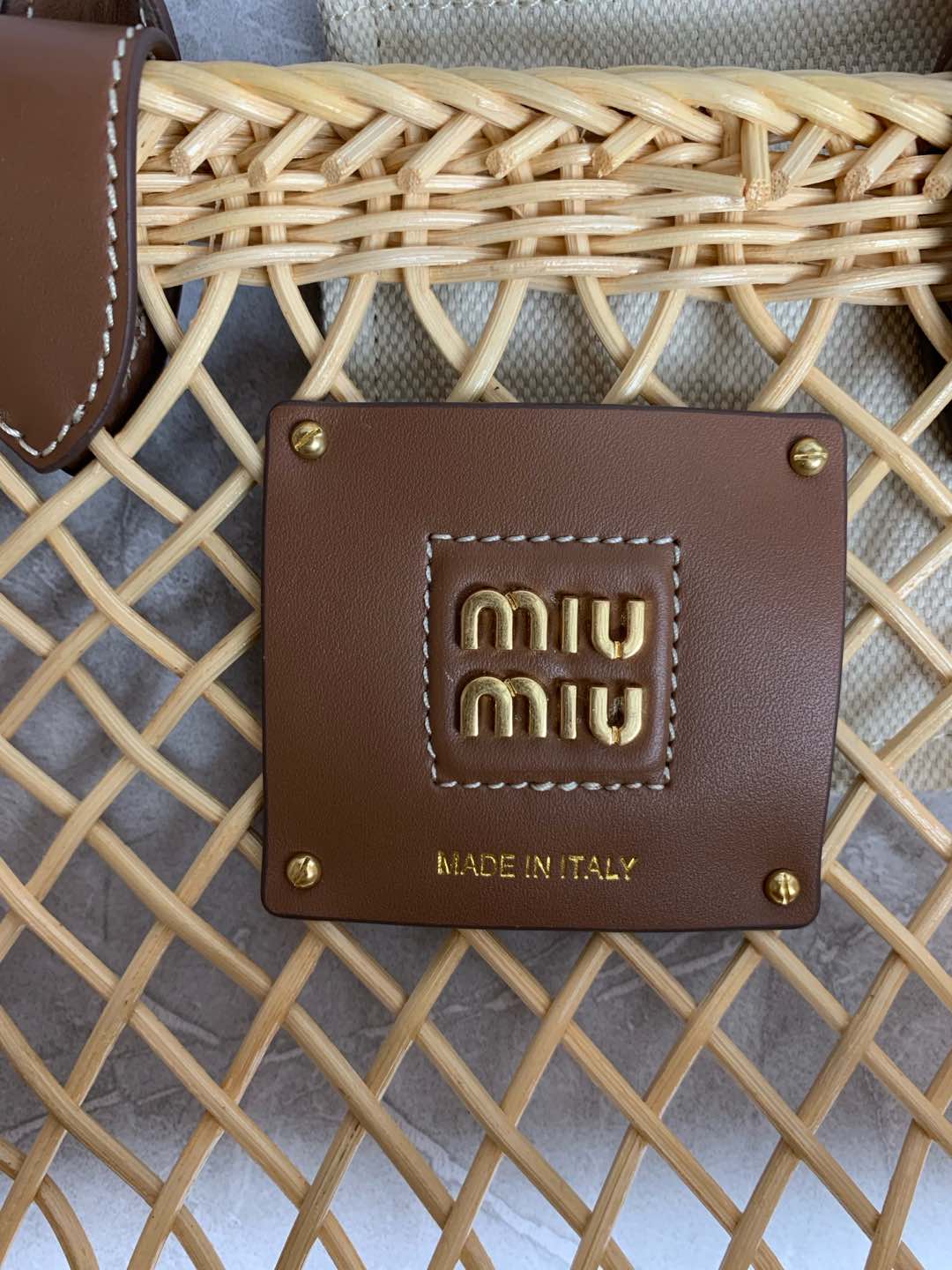 Miu Miu Rattan Woven Basket Tote