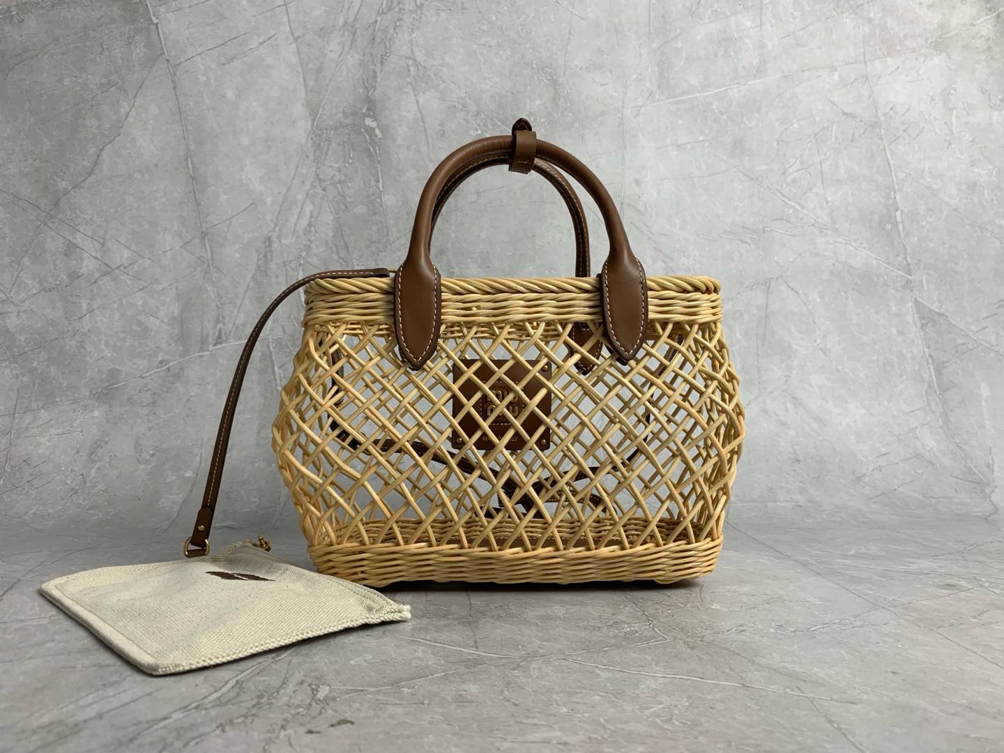 Miu Miu Rattan Woven Basket Tote