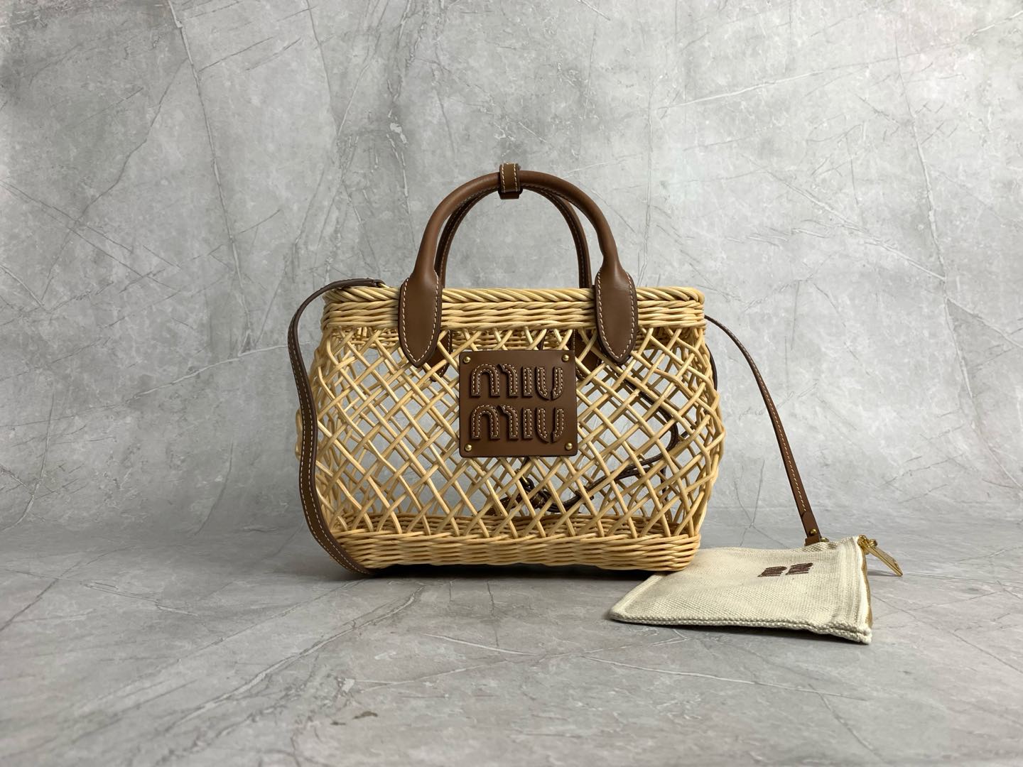 Miu Miu Rattan Woven Basket Tote