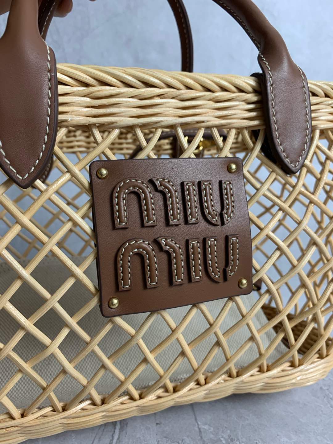 Miu Miu Rattan Woven Basket Tote