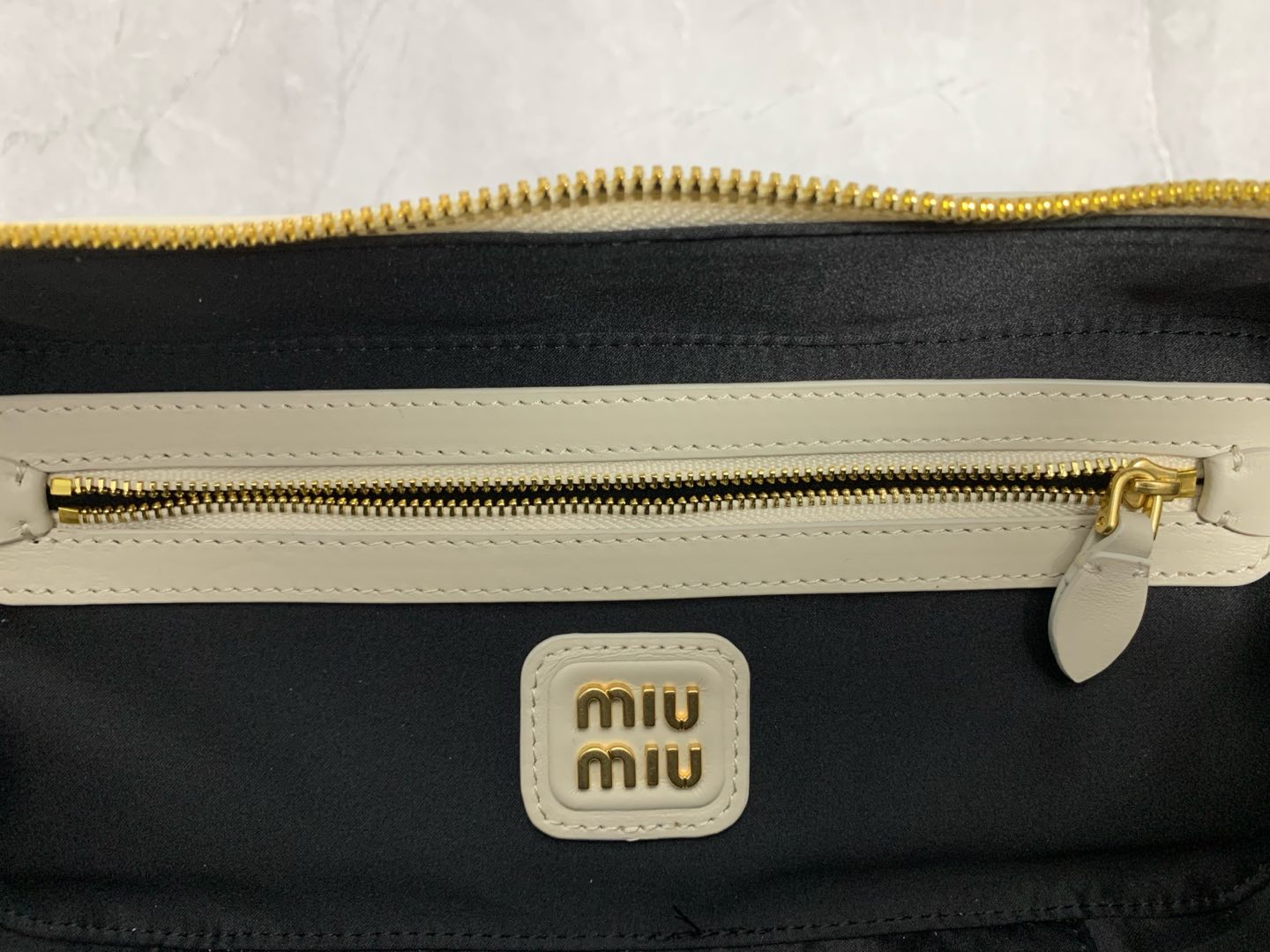 Miu Miu Off White Leather Boston Bag