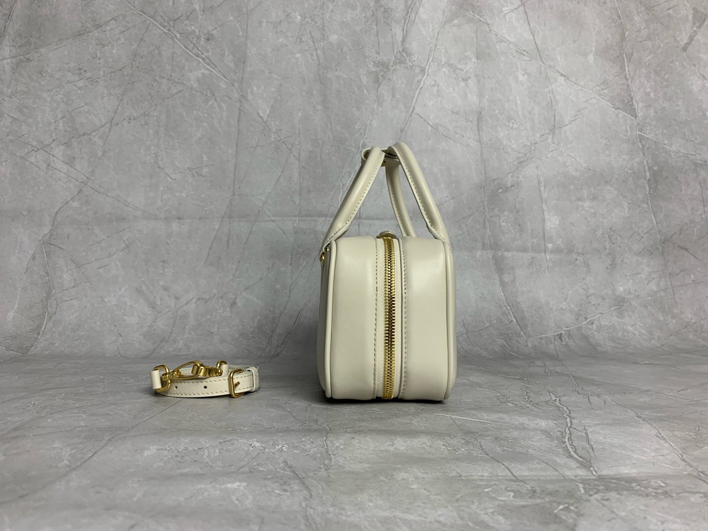 Miu Miu Off White Leather Boston Bag