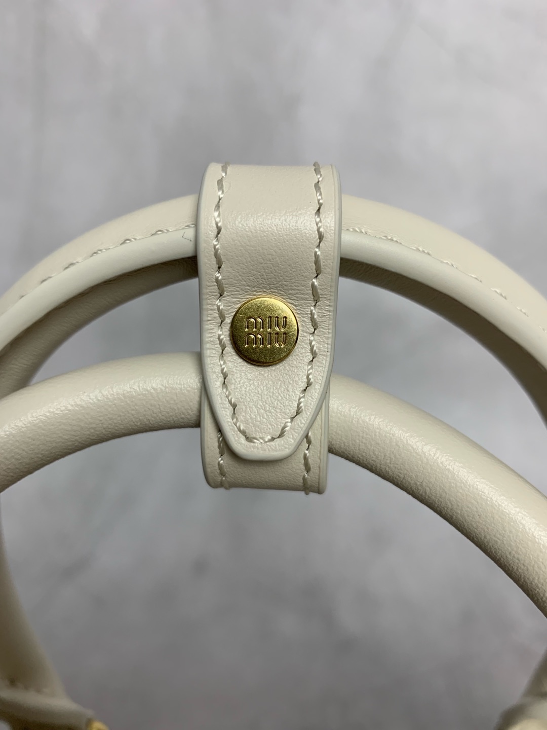 Miu Miu Off White Leather Boston Bag