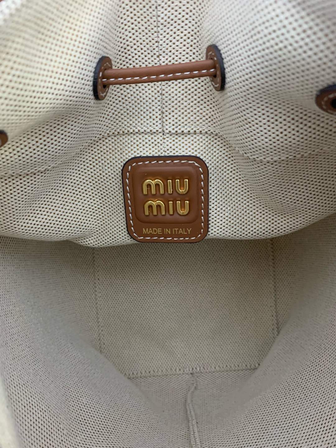 Miu Miu Linen Bucket Crossbody Bag