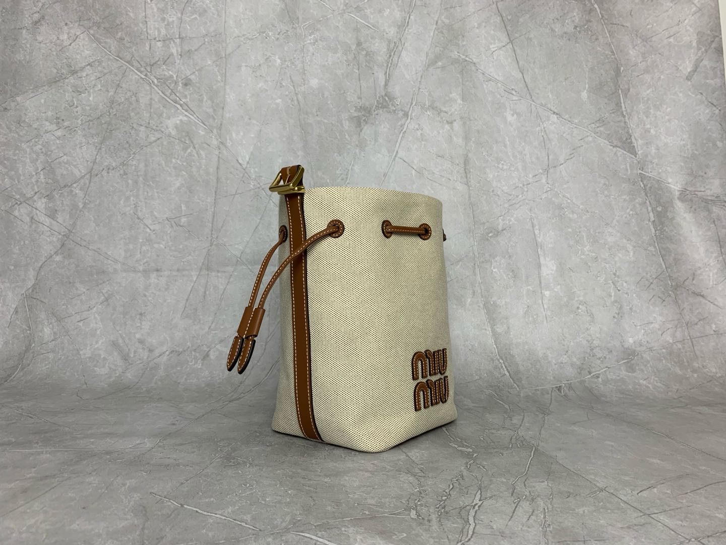 Miu Miu Linen Bucket Crossbody Bag