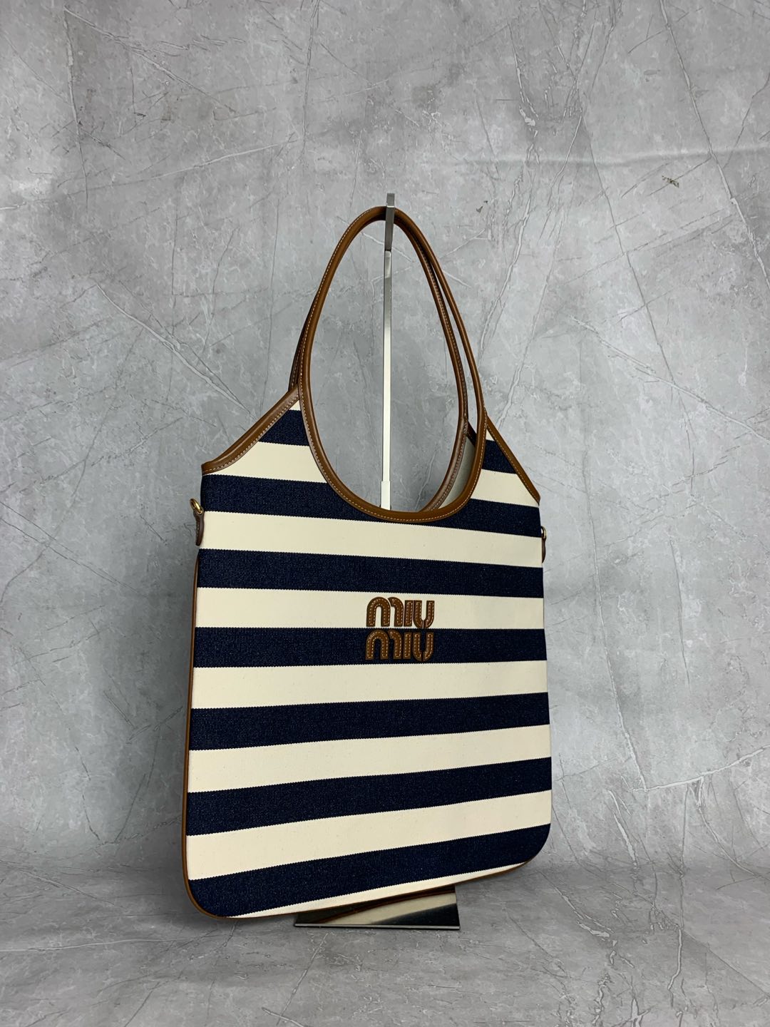 Miu Miu Stripe Canvas Tote Bag