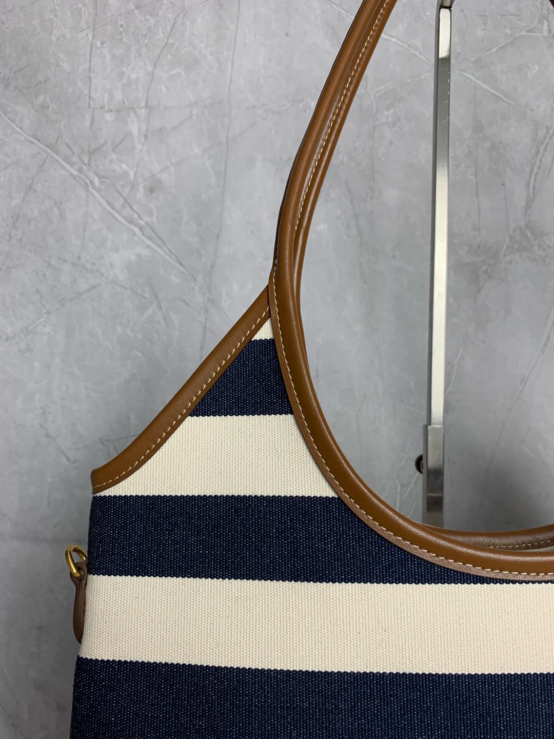 Miu Miu Stripe Canvas Tote Bag
