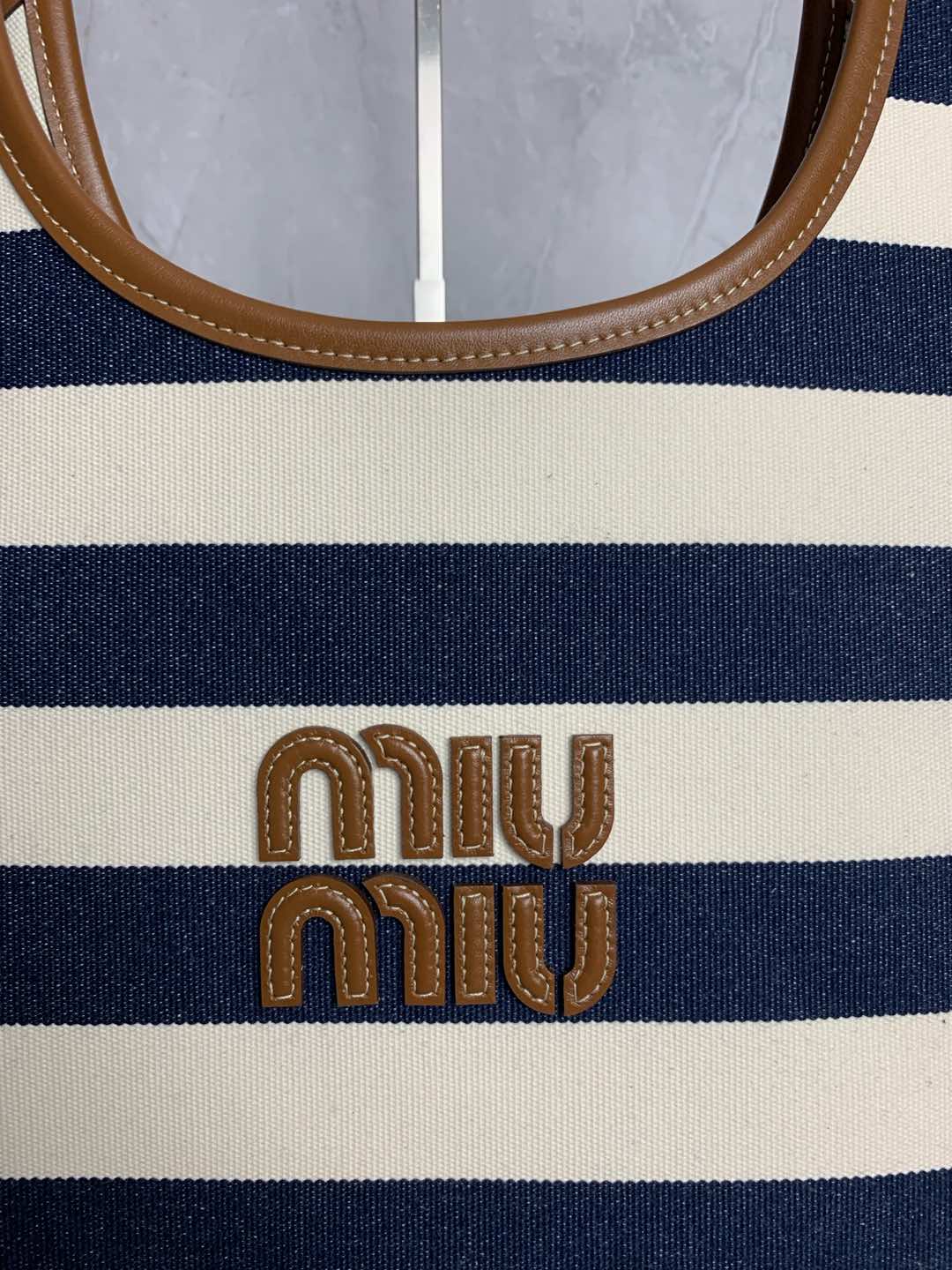 Miu Miu Stripe Canvas Tote Bag