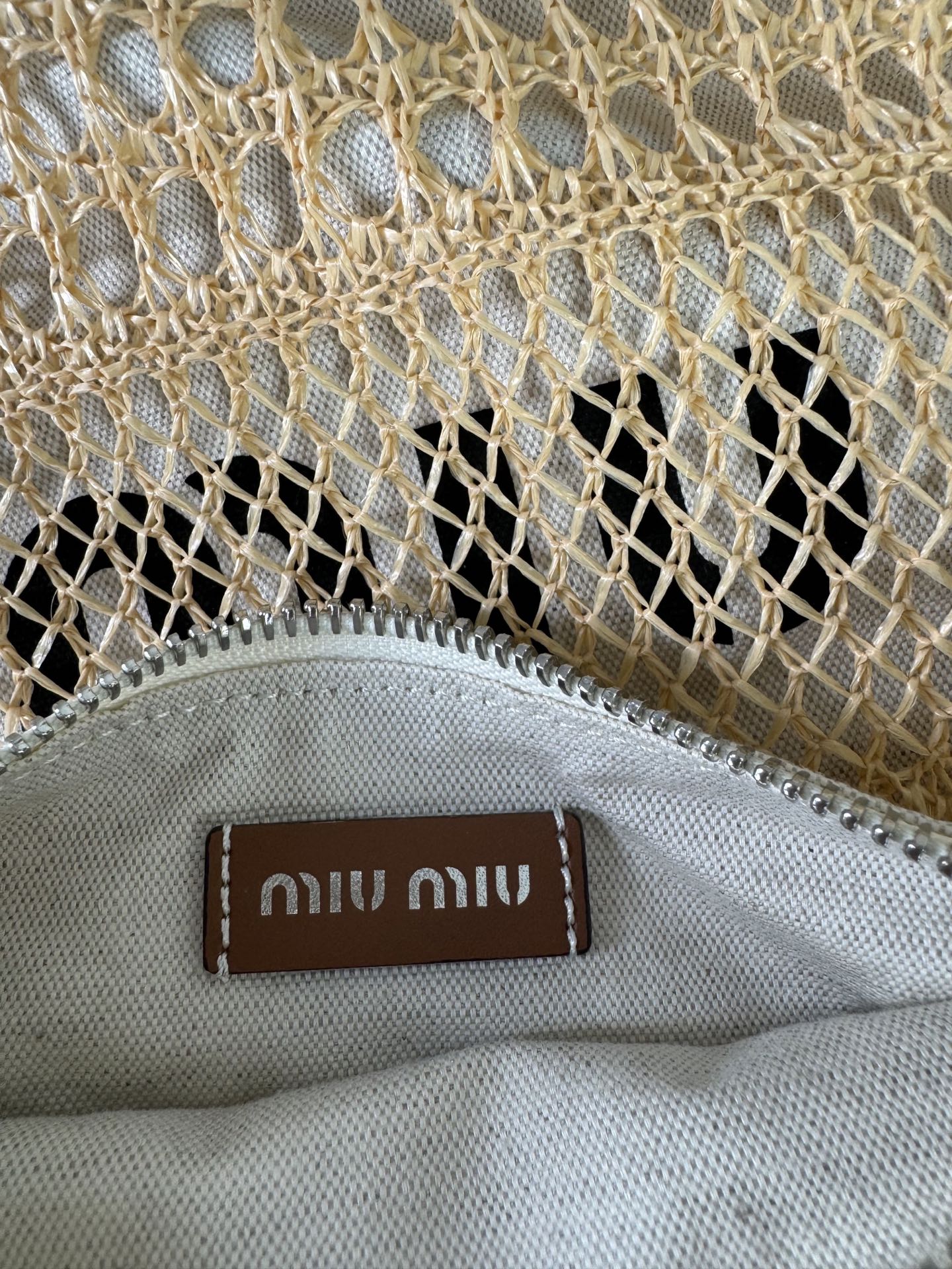 Miu Miu Raffia Mesh Tote Bag
