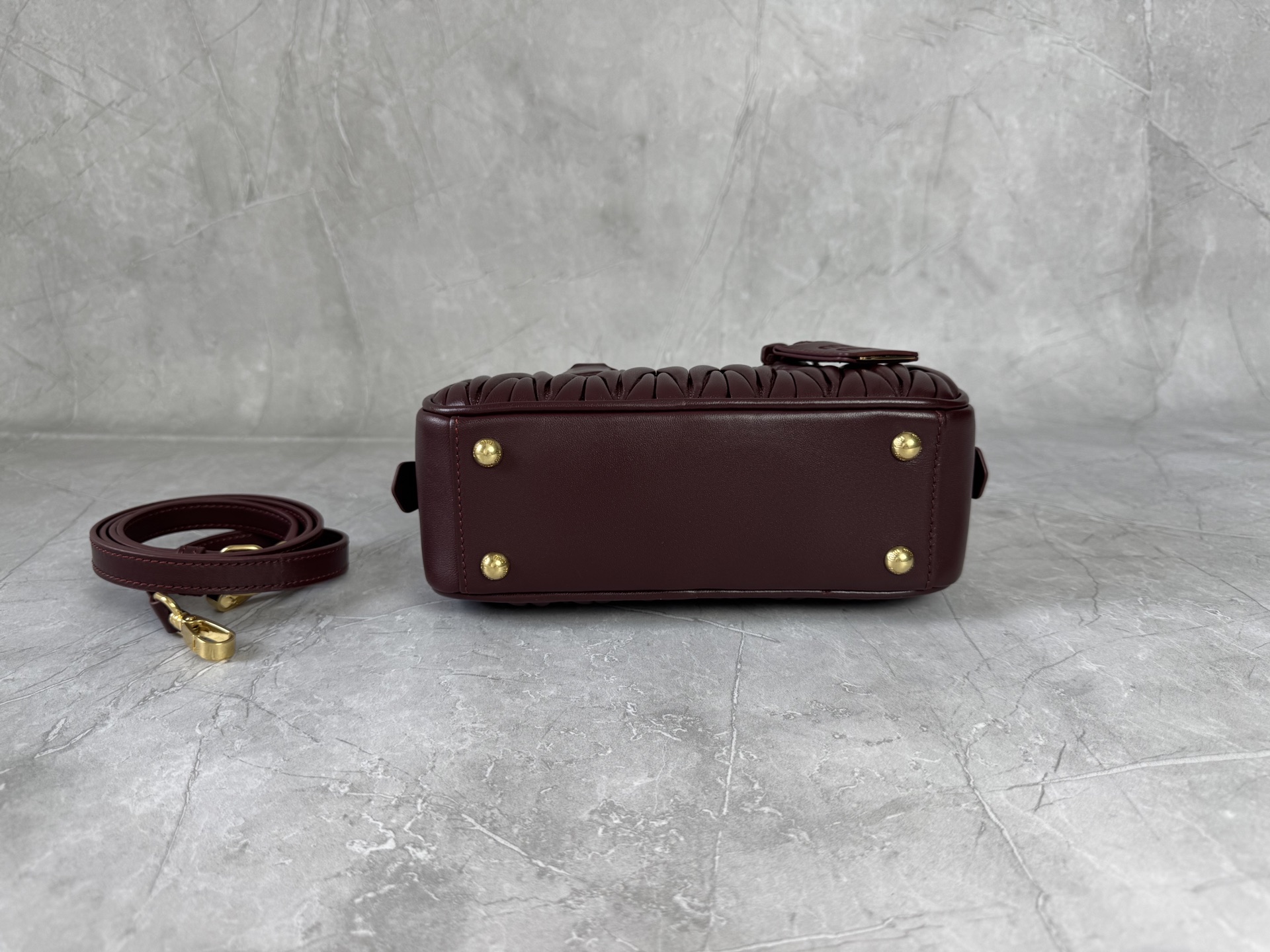 Miu Miu Burgundy Matelassé Boston Bag