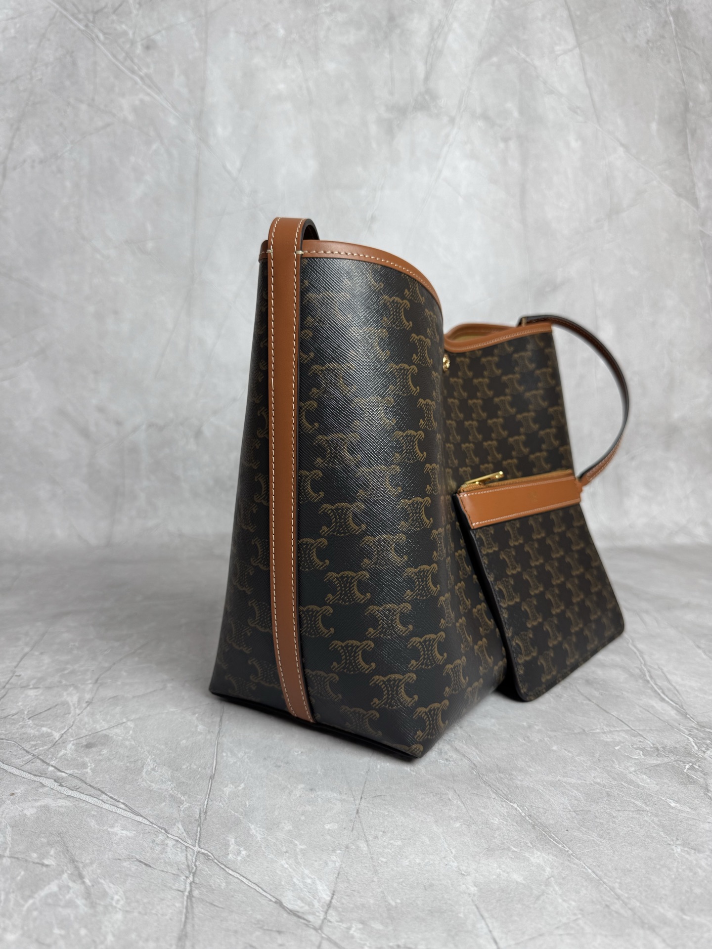 Celine Triomphe Canvas Tote With Pouch