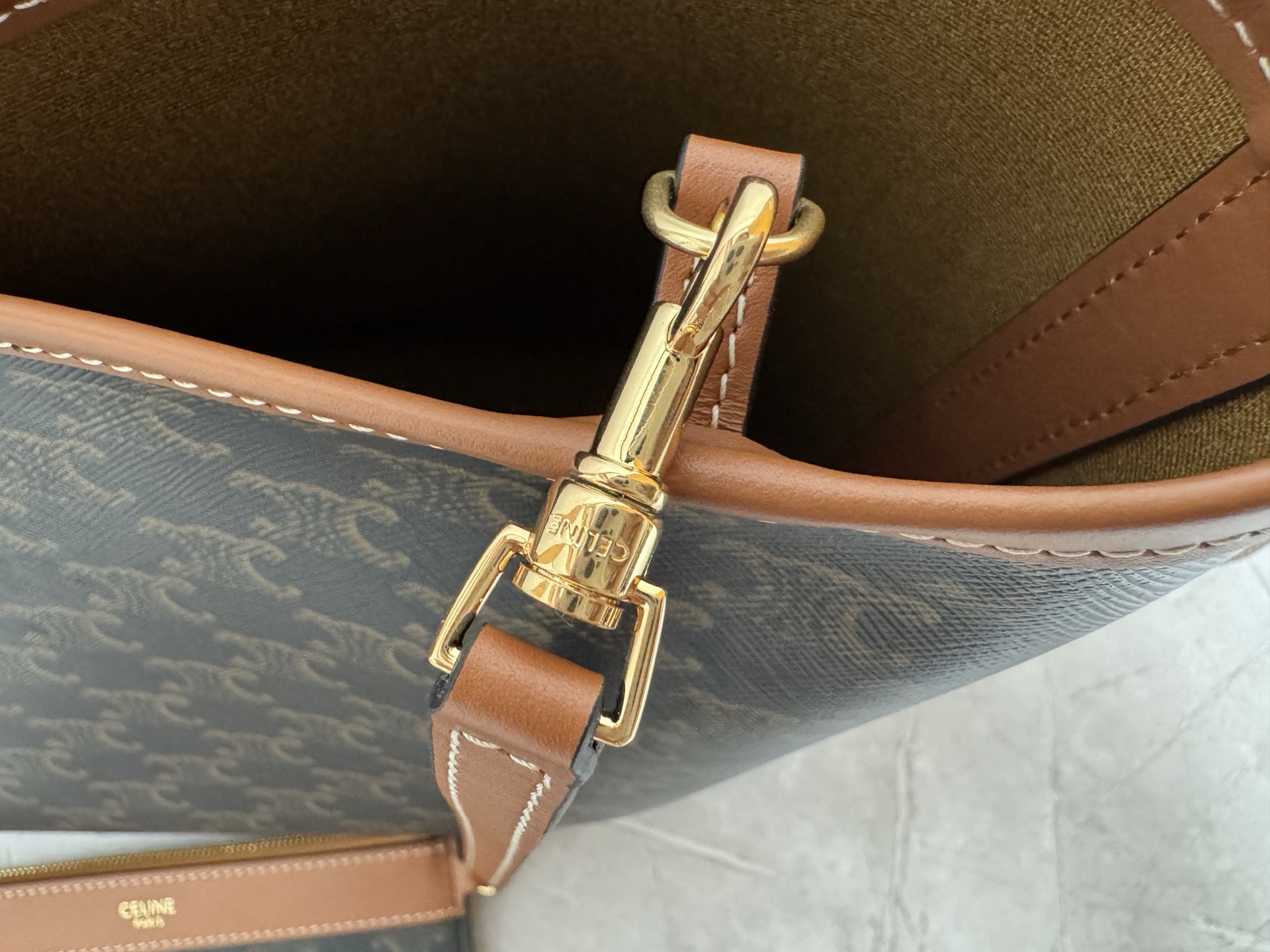 Celine Triomphe Canvas Tote With Pouch