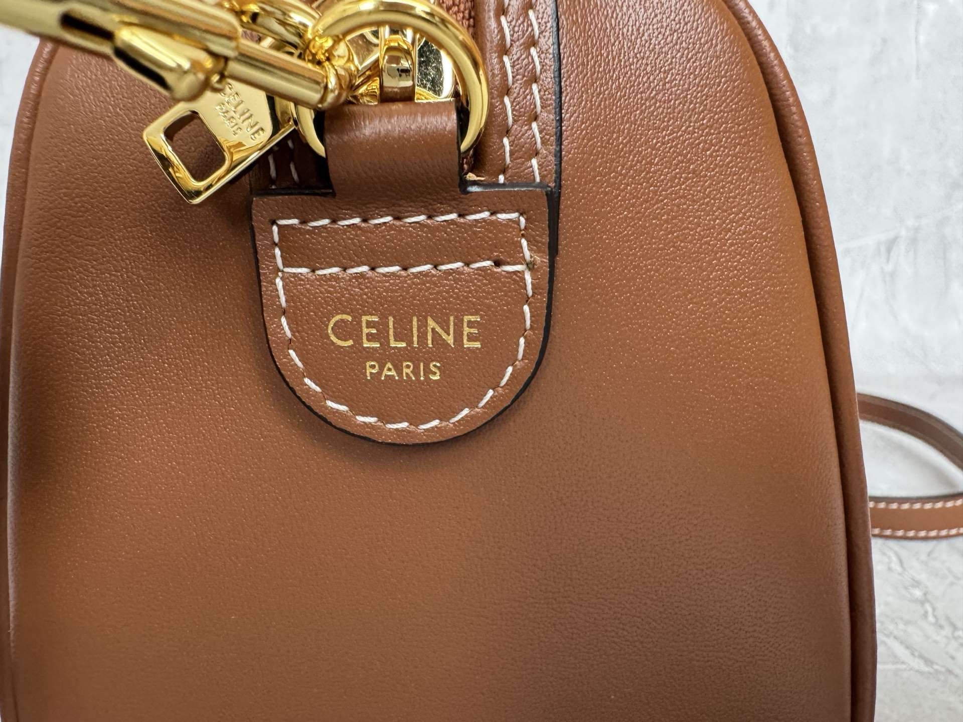 Celine Triomphe Leather Boston Handbag