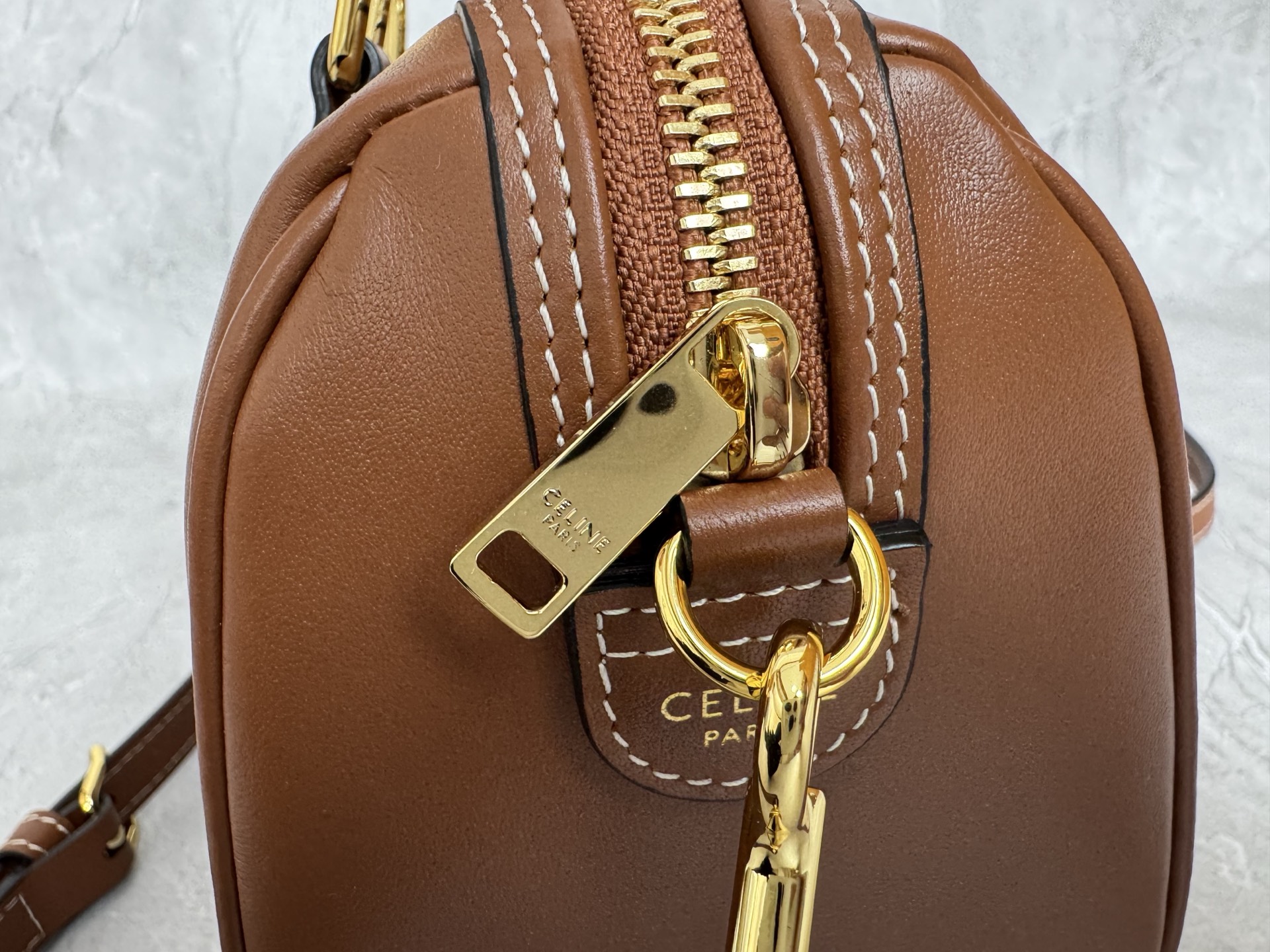 Celine Triomphe Leather Boston Handbag
