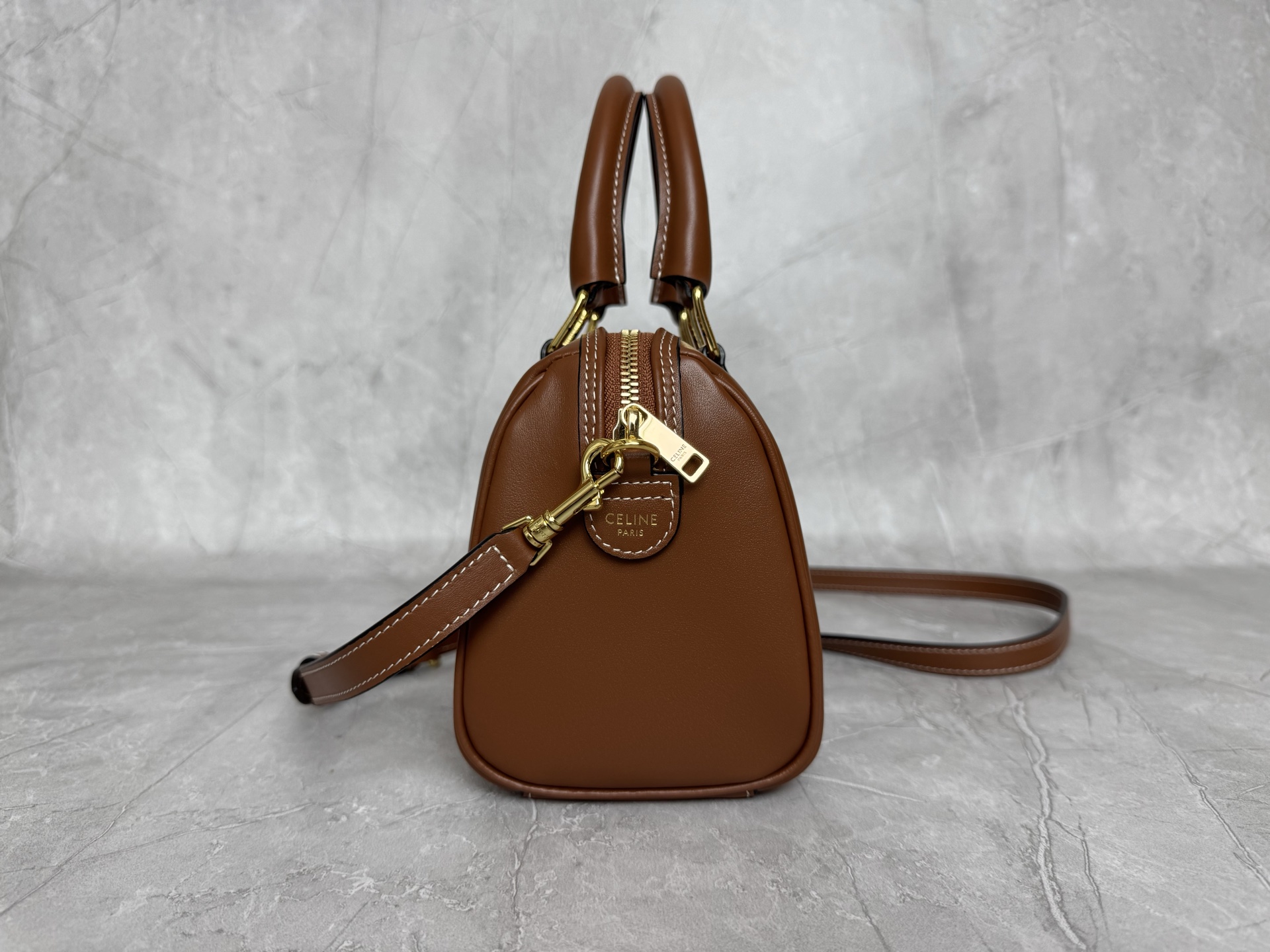 Celine Triomphe Leather Boston Handbag