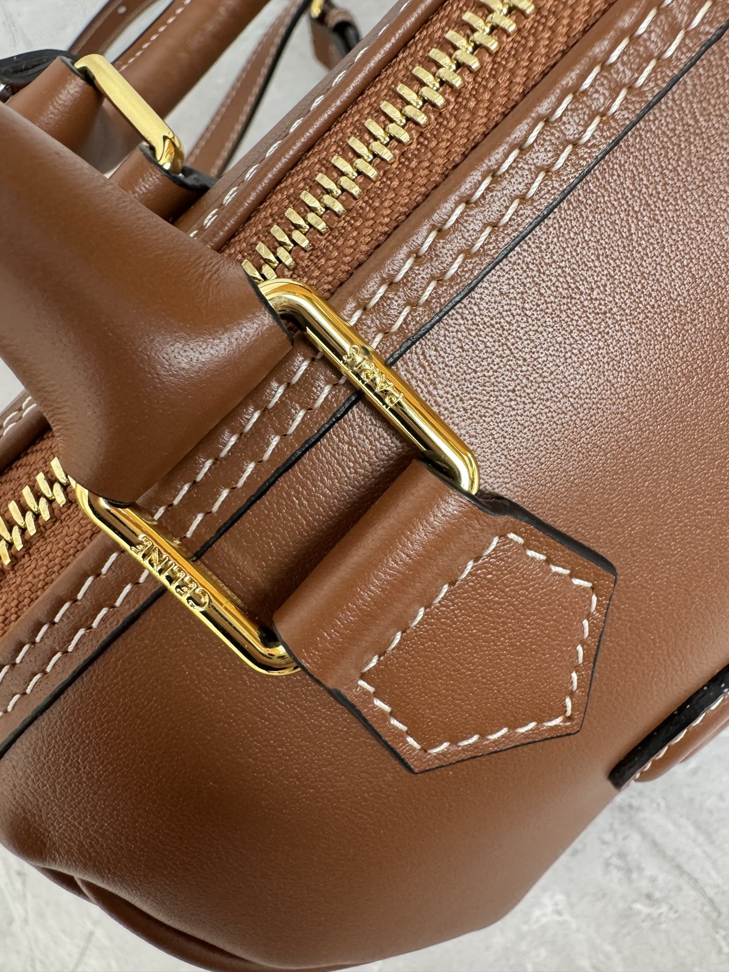 Celine Triomphe Leather Boston Handbag