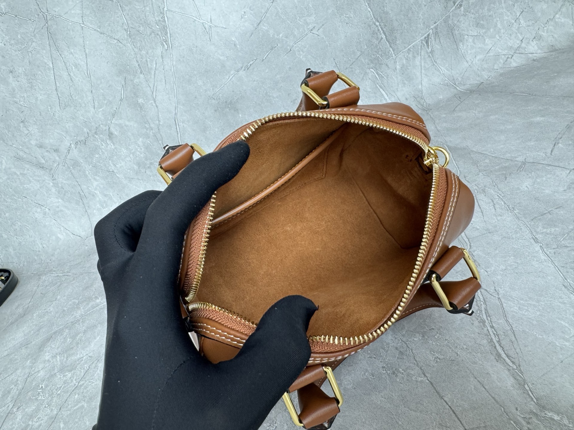 Celine Triomphe Leather Boston Handbag