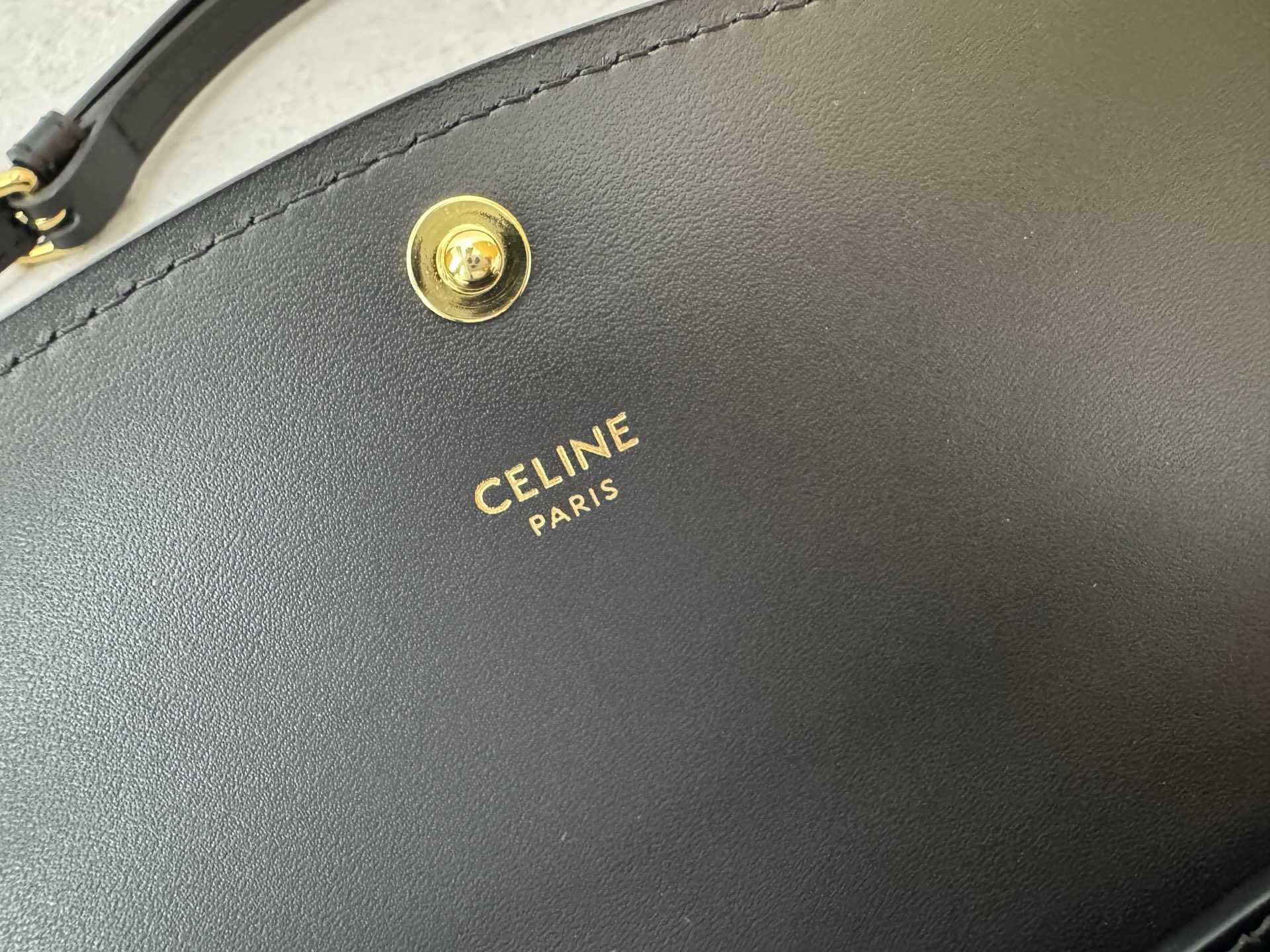 Black Leather Double Ball Stud Flap Crossbody Bag
