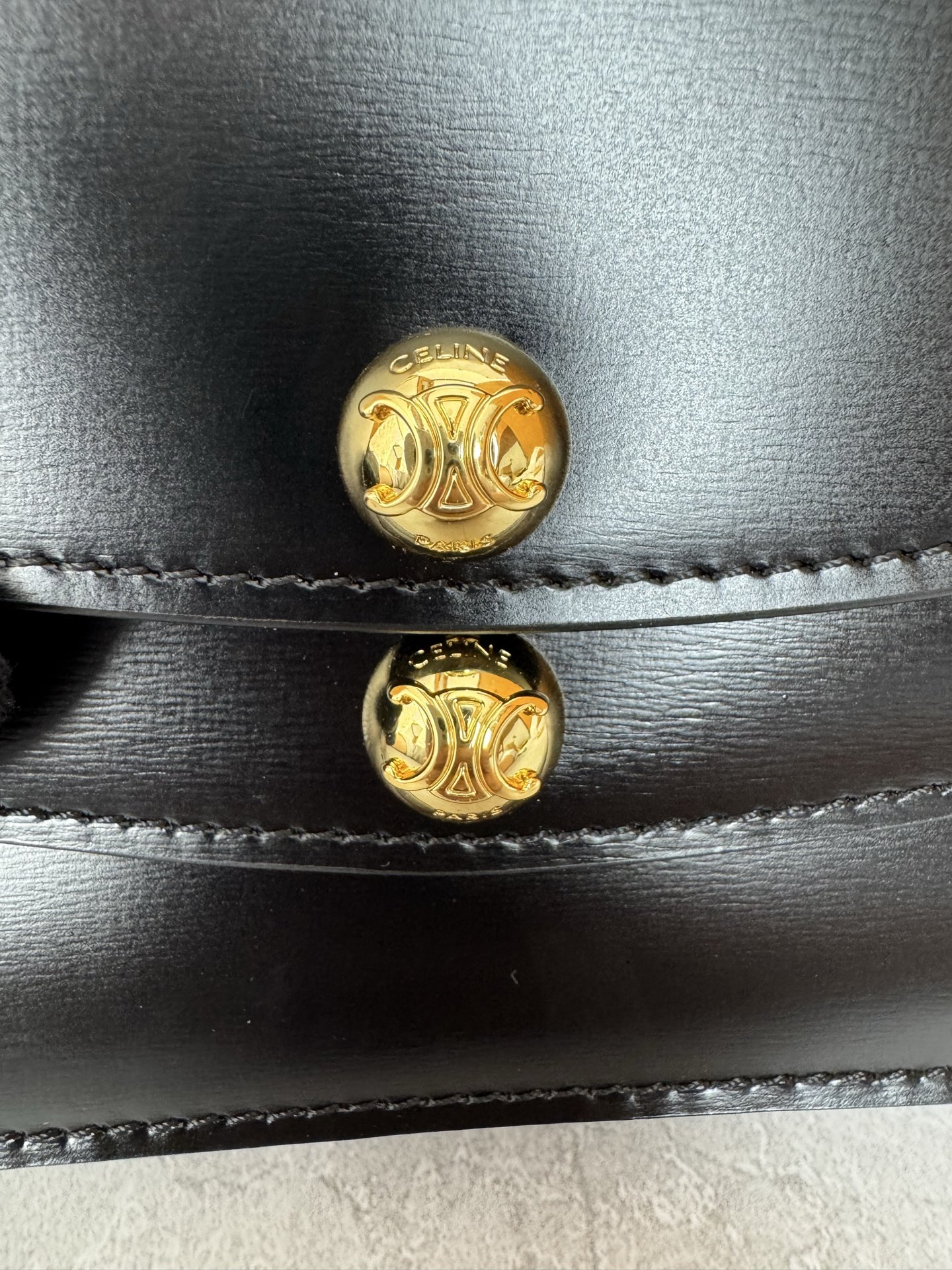 Black Leather Double Ball Stud Flap Crossbody Bag