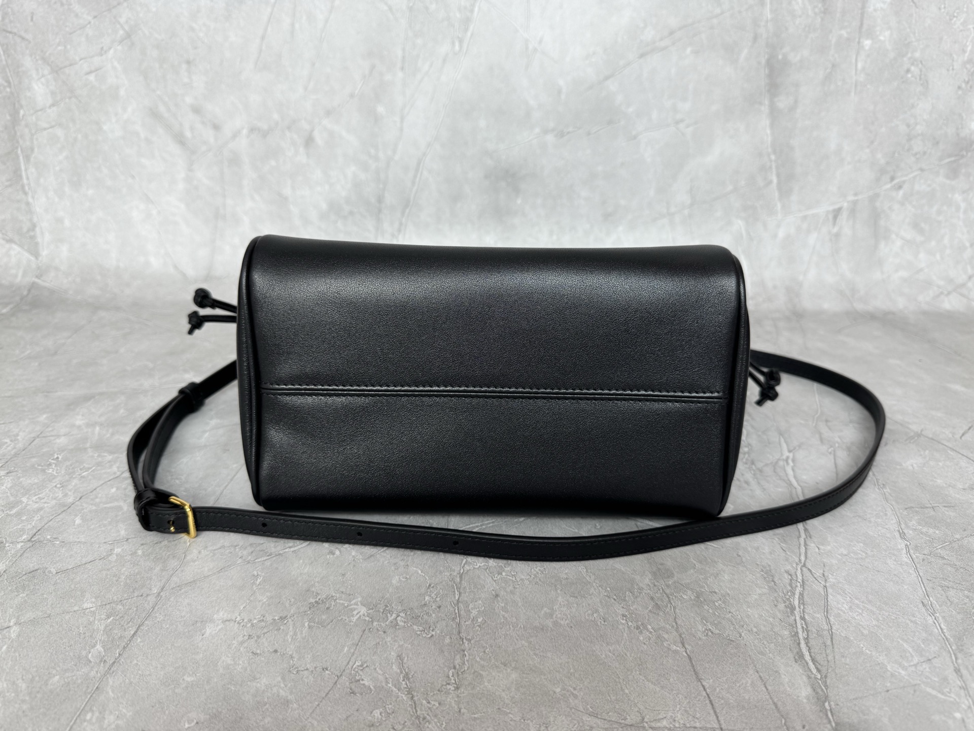 Celine Triomphe Leather Drawstring Tote Handbag
