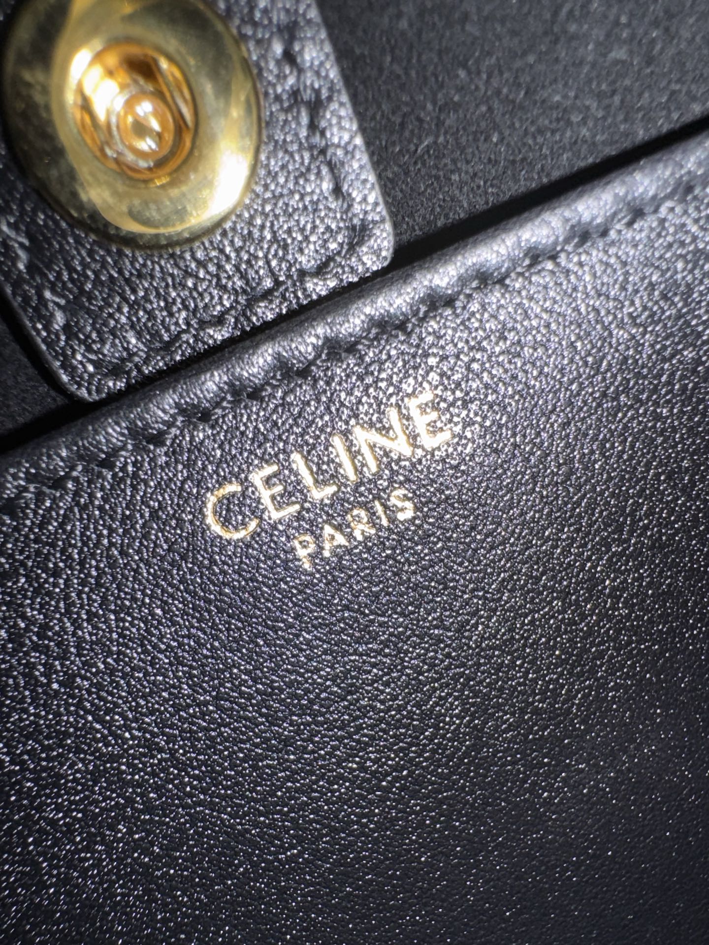 Celine Triomphe Leather Drawstring Tote Handbag