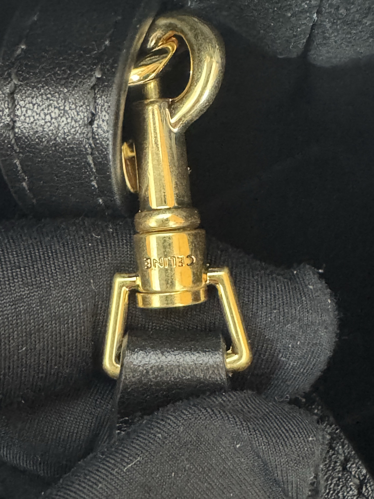 Celine Triomphe Leather Drawstring Tote Handbag