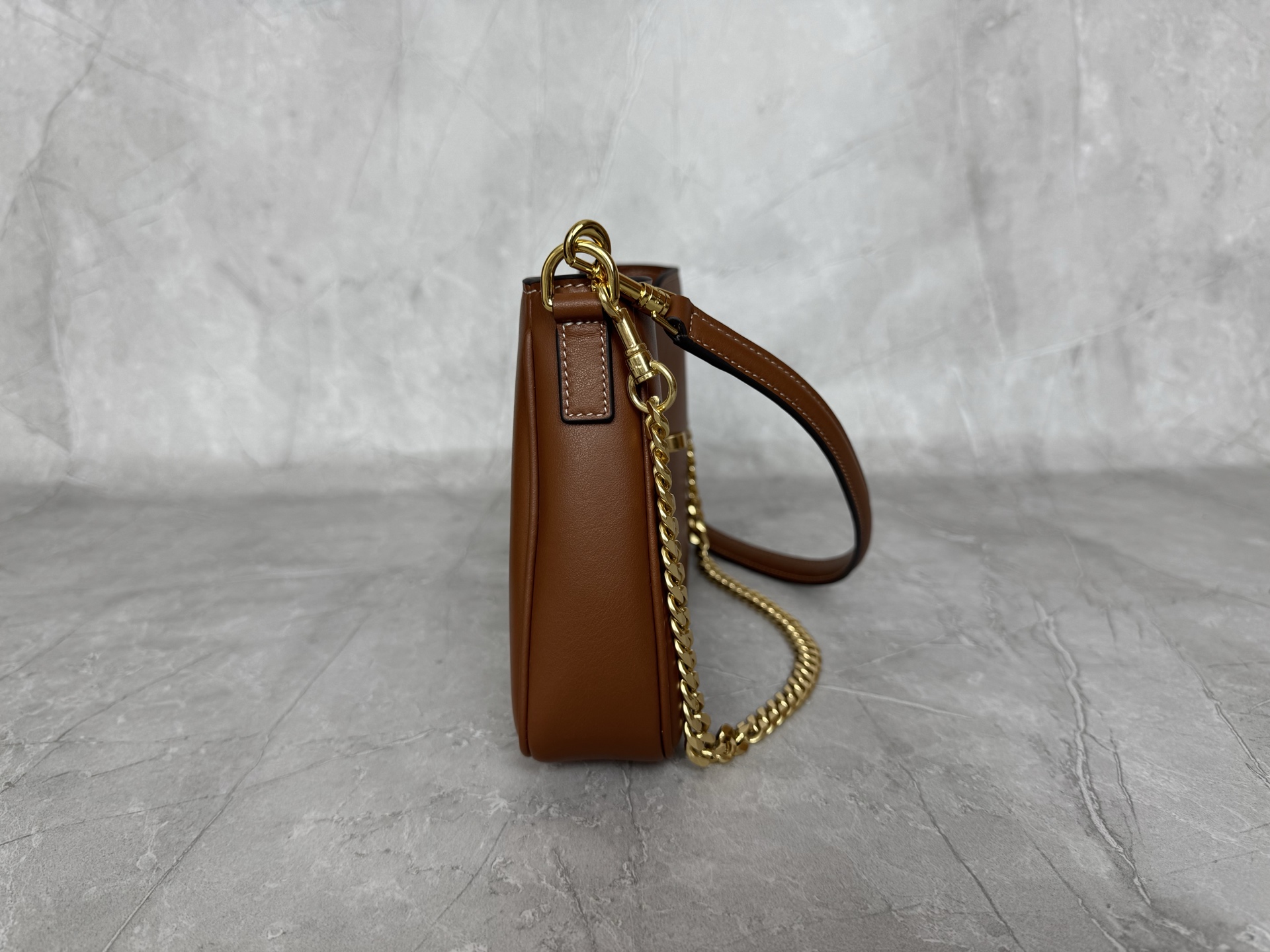 Celine Leather Turn Lock Chain Shoulder Bag