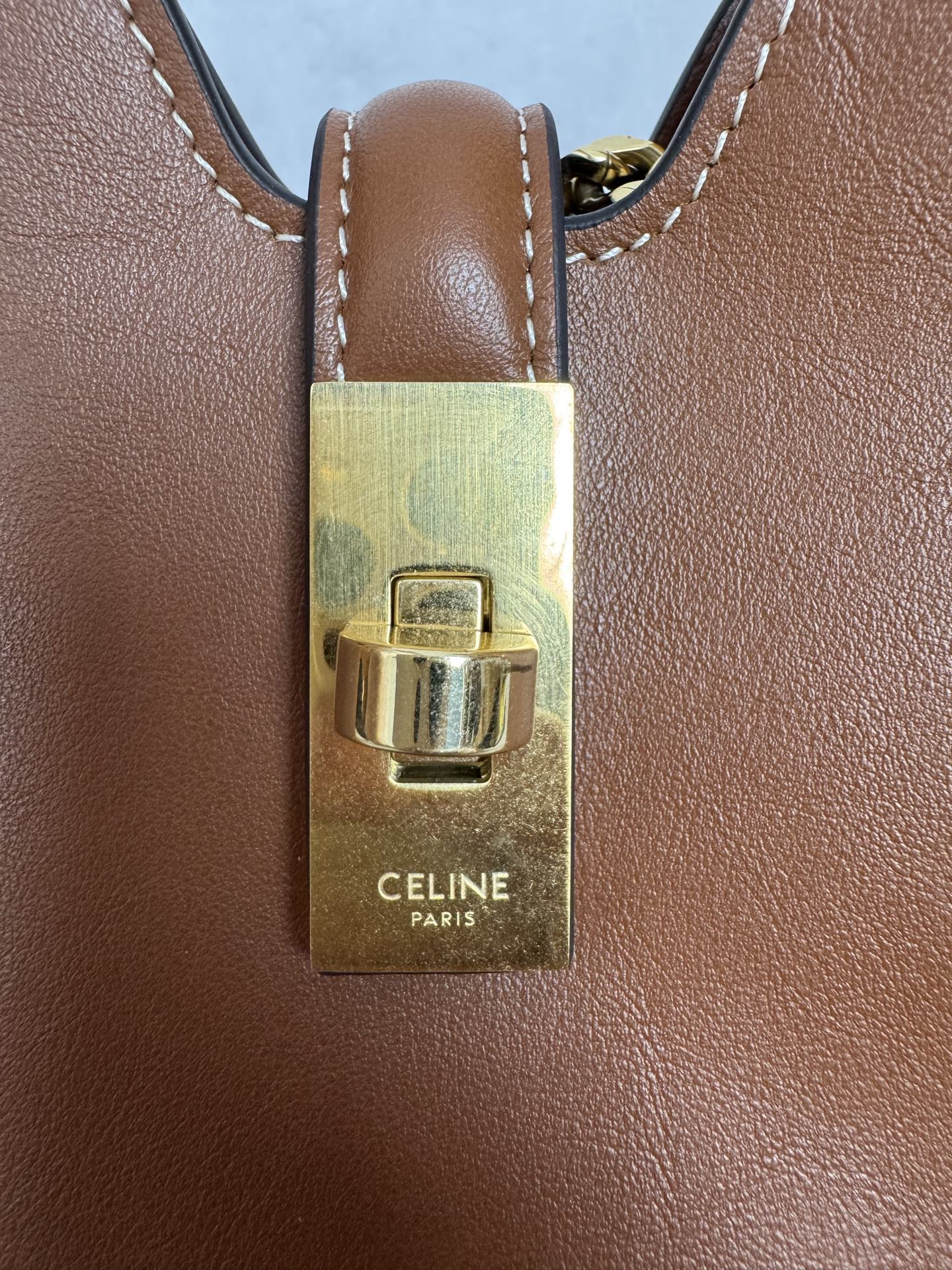 Celine Leather Turn Lock Chain Shoulder Bag