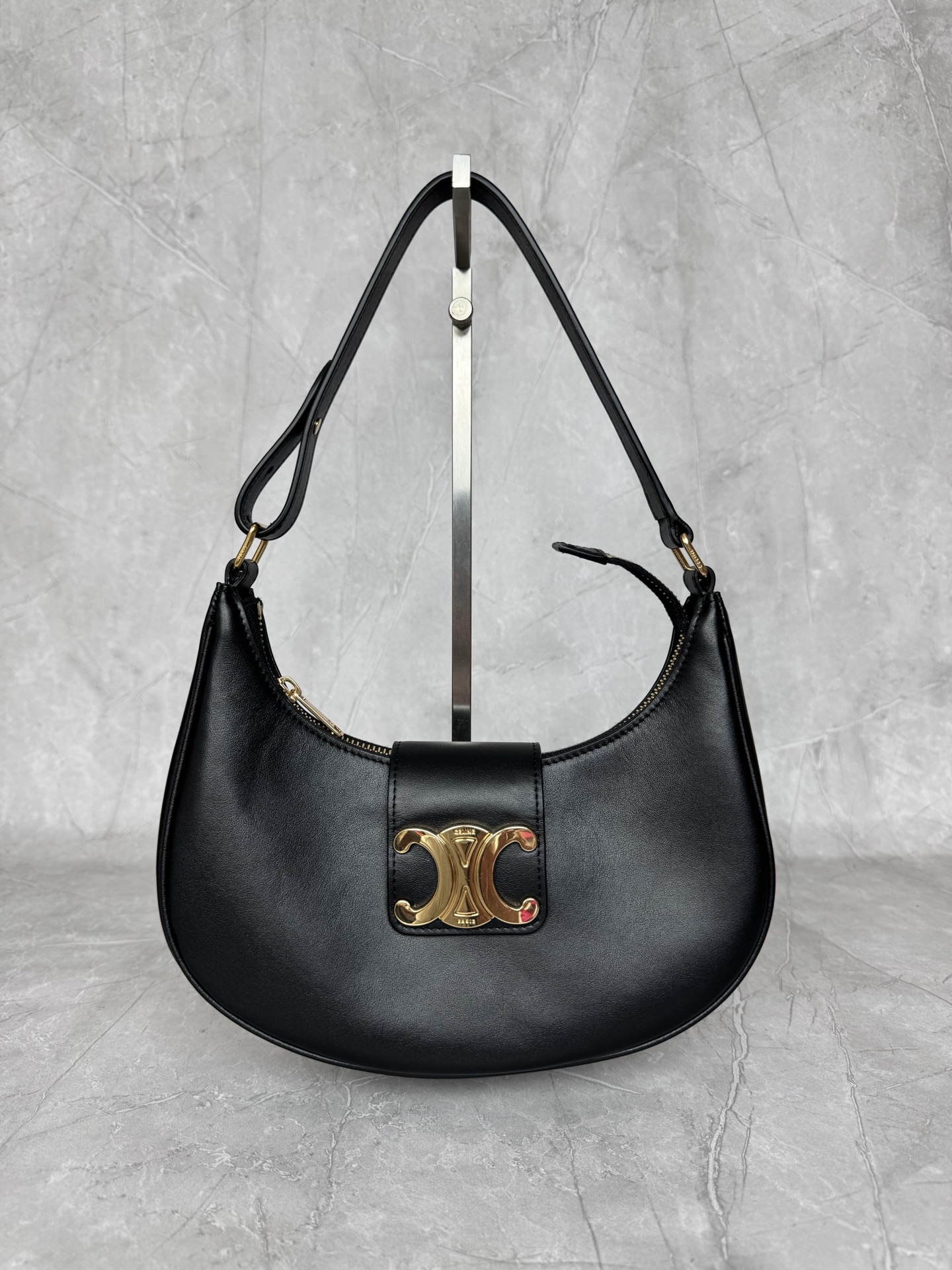 Celine Triomphe Leather Hobo Bag