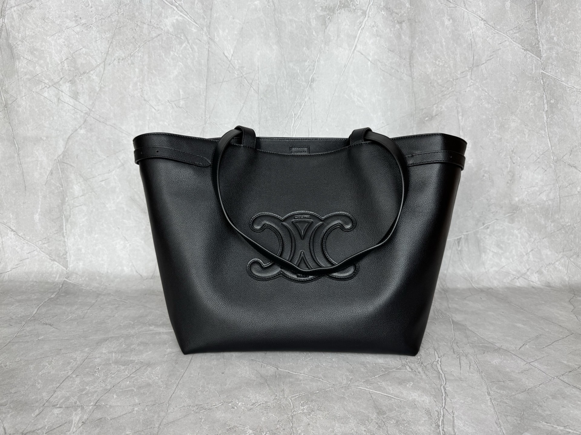 Celine Embossed Triomphe Leather Tote
