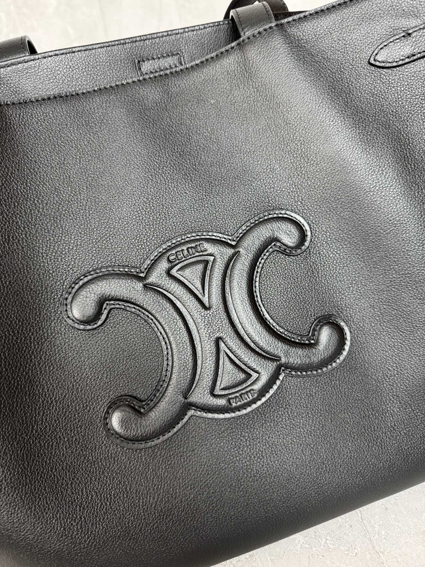 Celine Embossed Triomphe Leather Tote