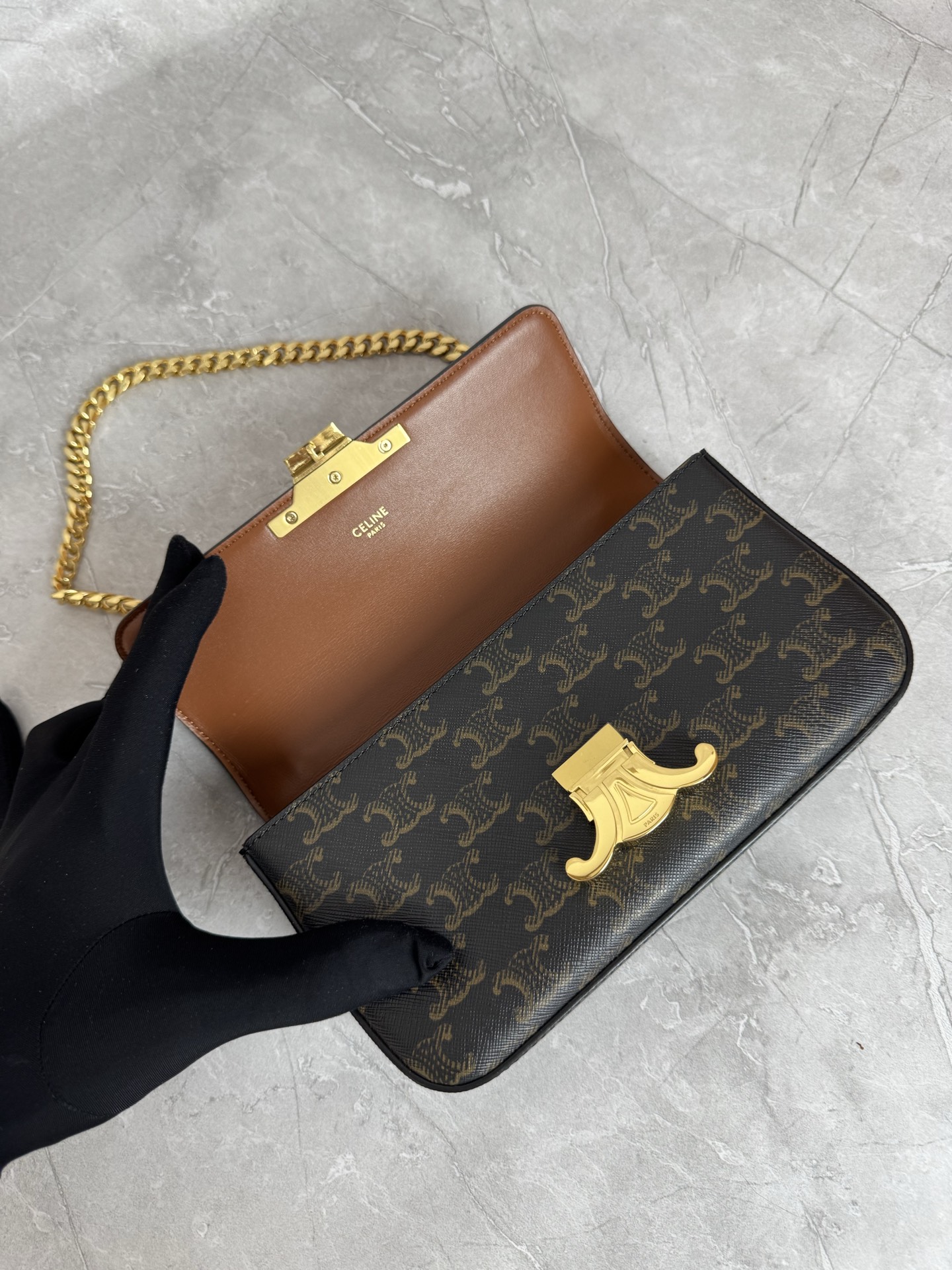 Celine Triomphe Canvas Chain Bag