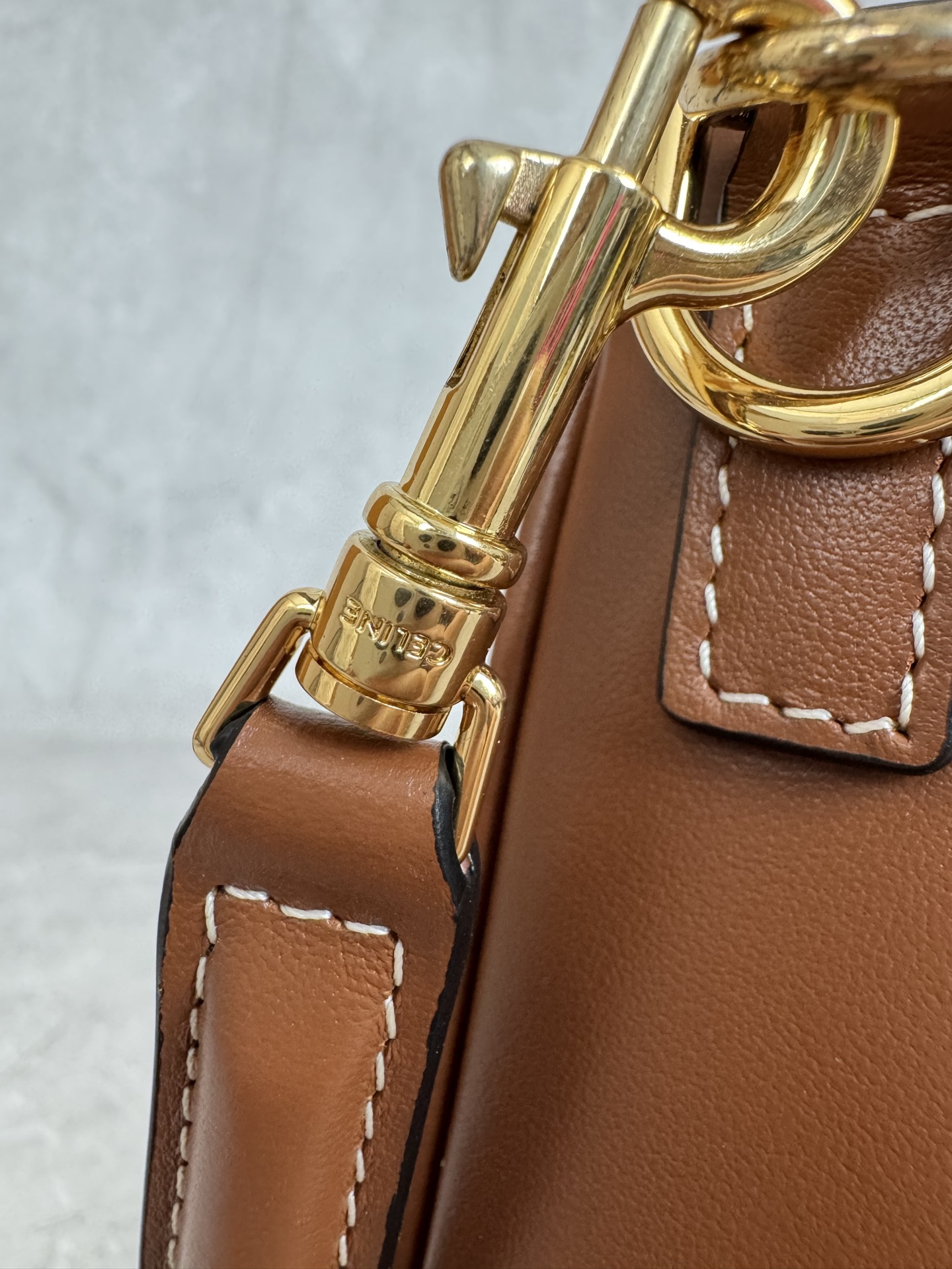 Celine Leather Turn Lock Bucket Shoulder Bag