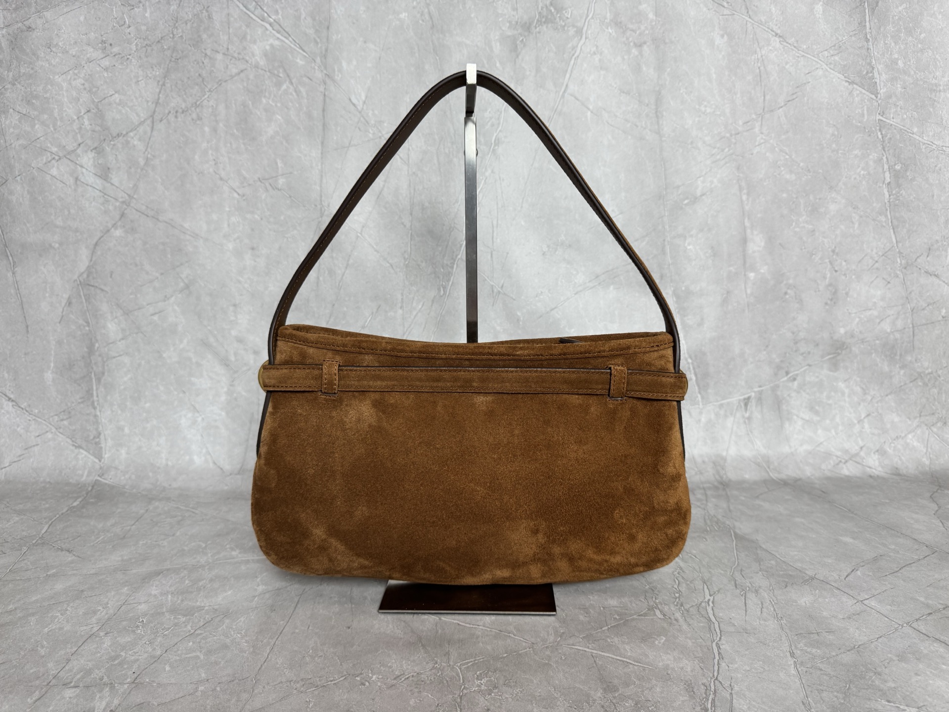 MIU MIU Suede Shoulder Bag with Belted Hook Detail
