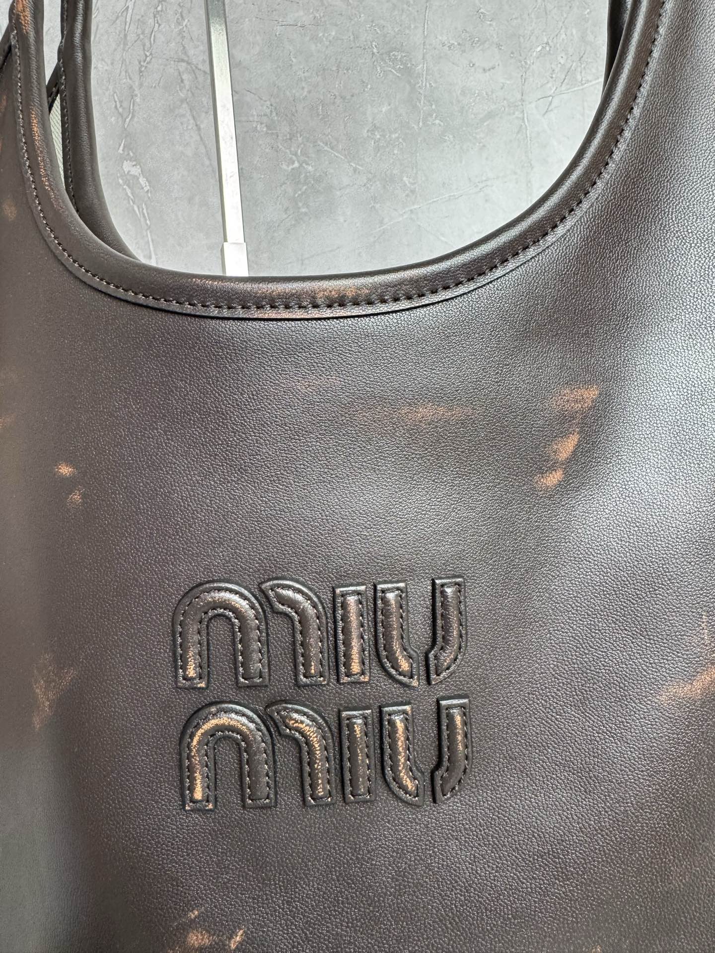 Miu Miu Distressed Leather Hobo Tote