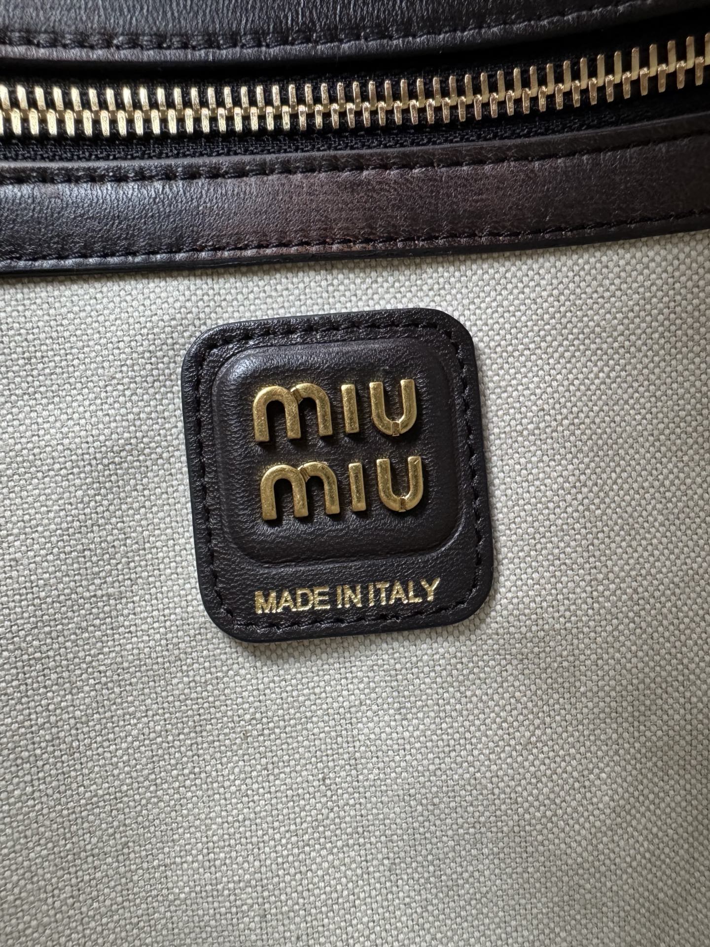 Miu Miu Distressed Leather Hobo Tote