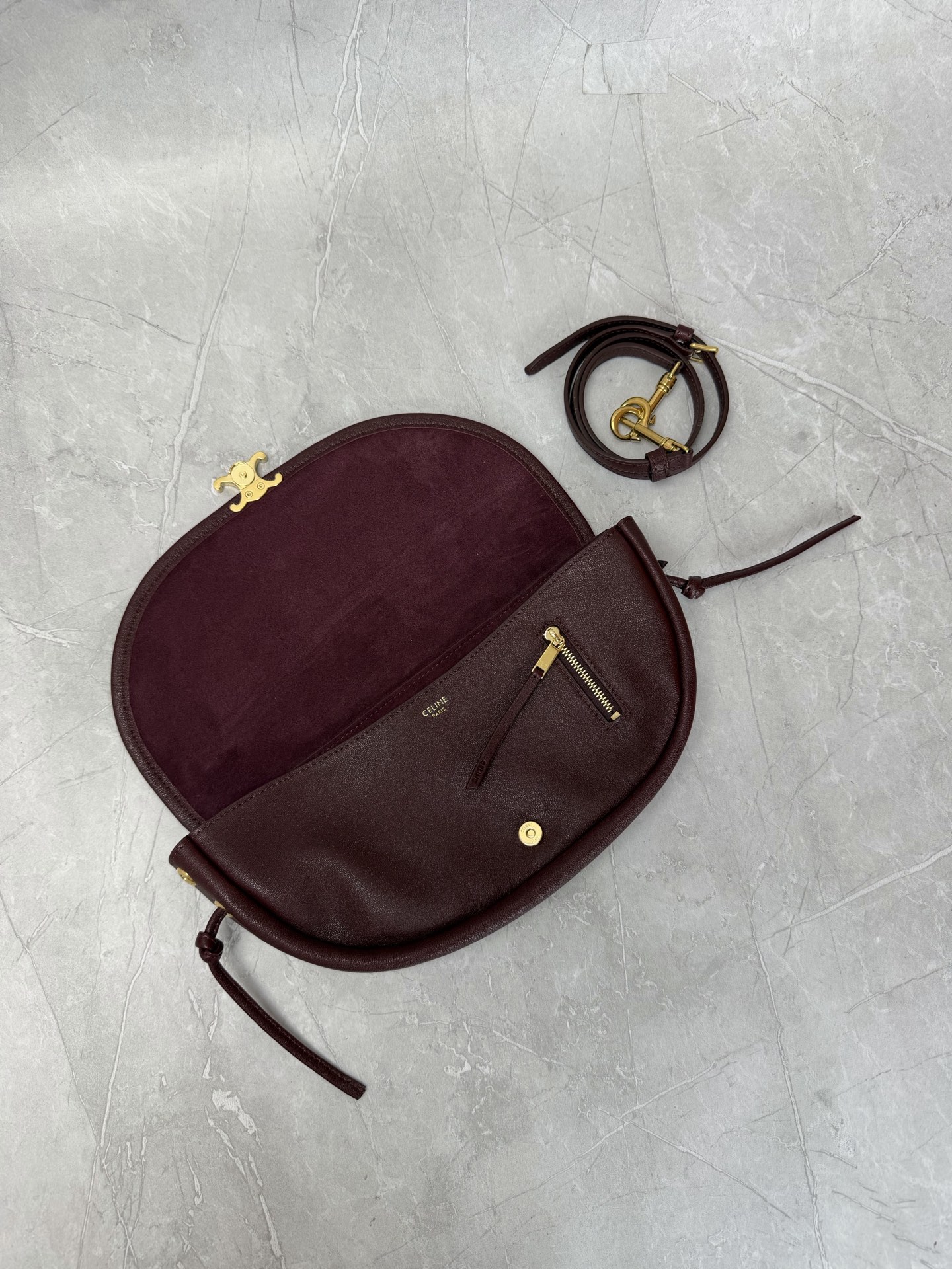 Celine Triomphe Leather Saddle Crossbody Bag