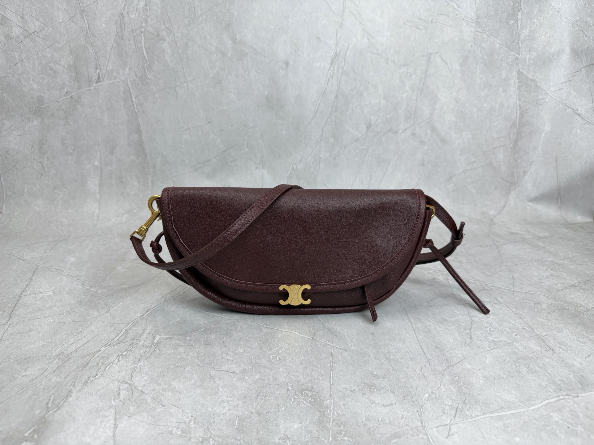 Celine Triomphe Leather Saddle Crossbody Bag