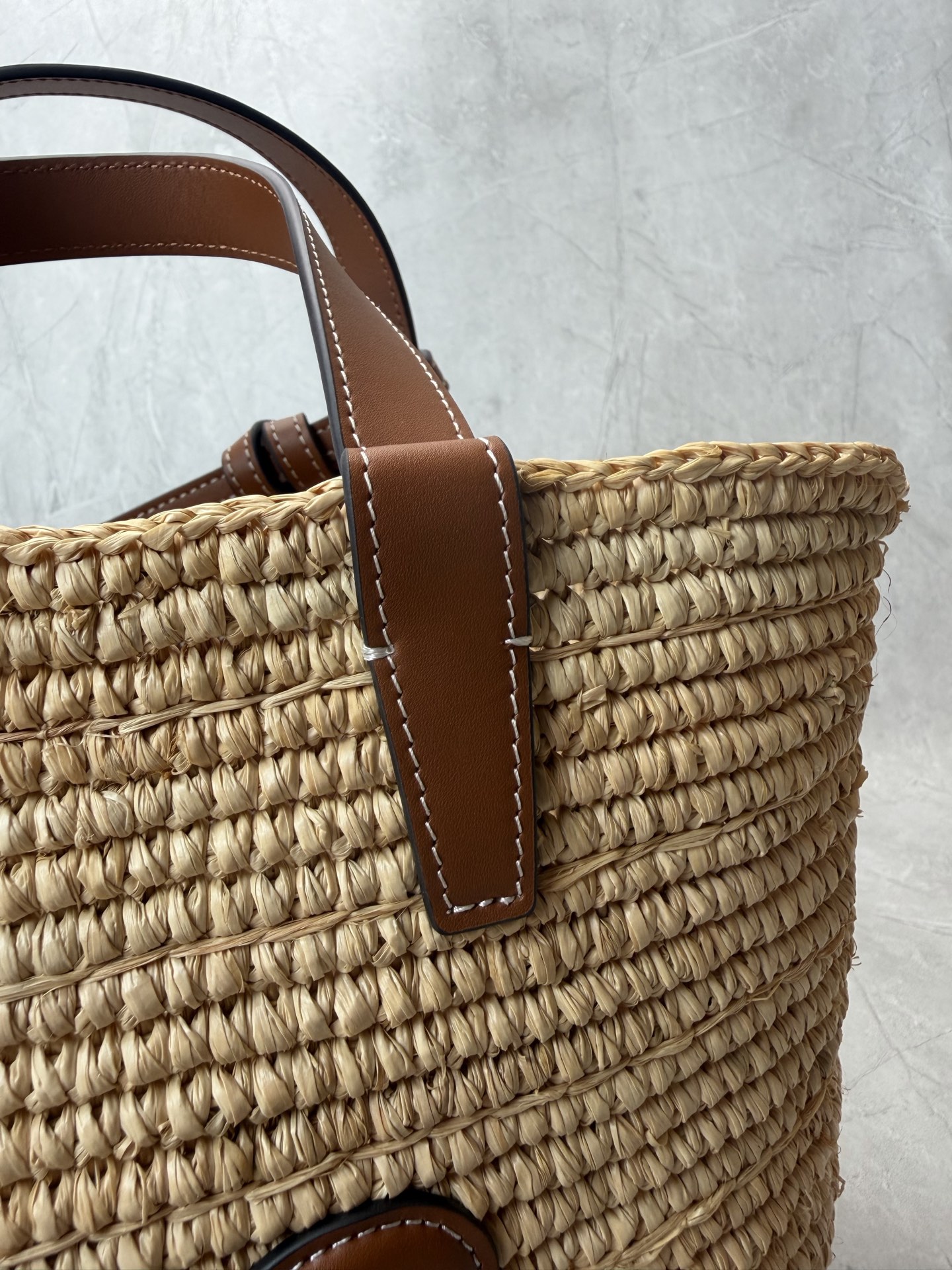 Celine Triomphe Raffia Basket Tote