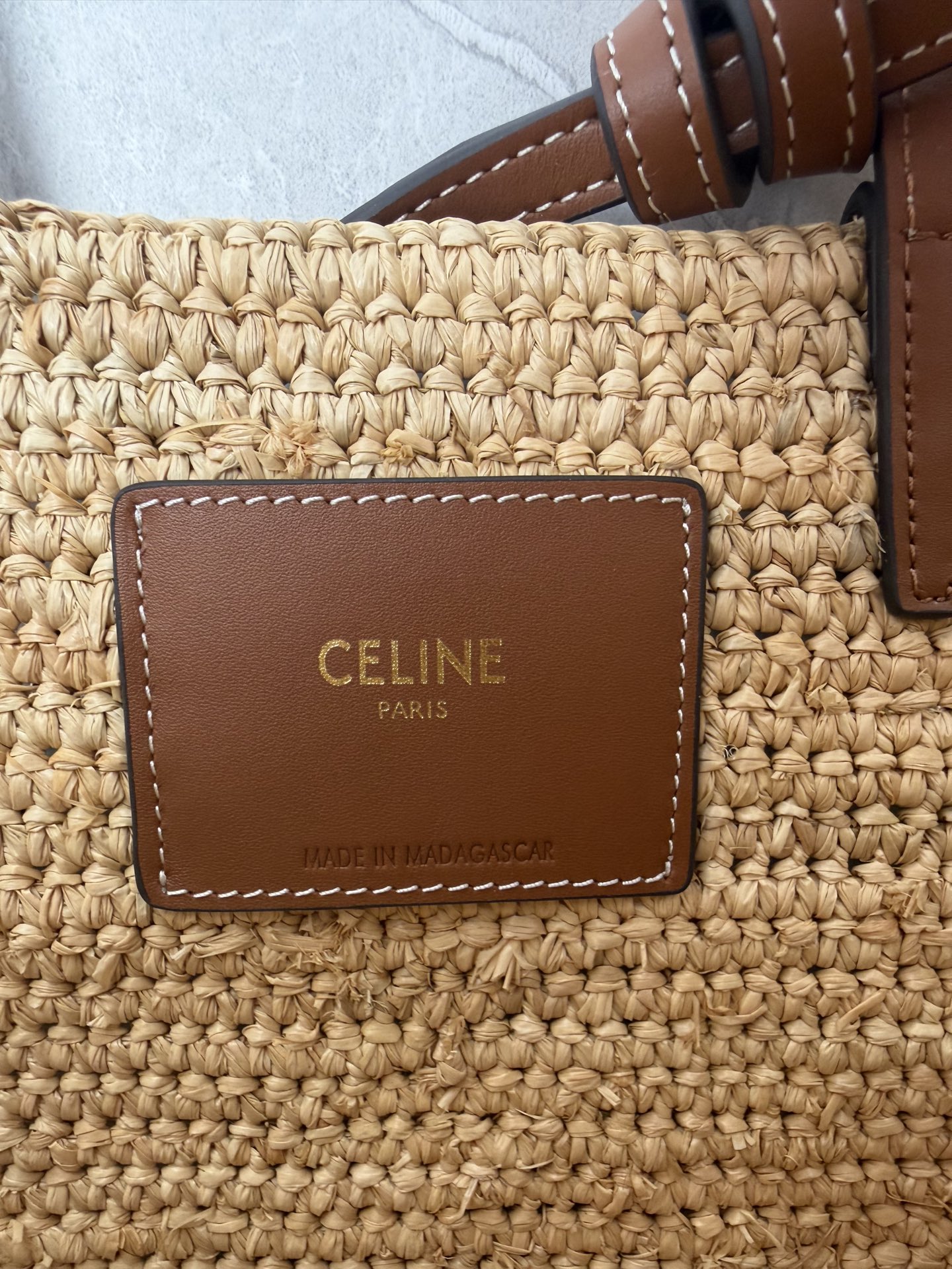 Celine Triomphe Raffia Basket Tote