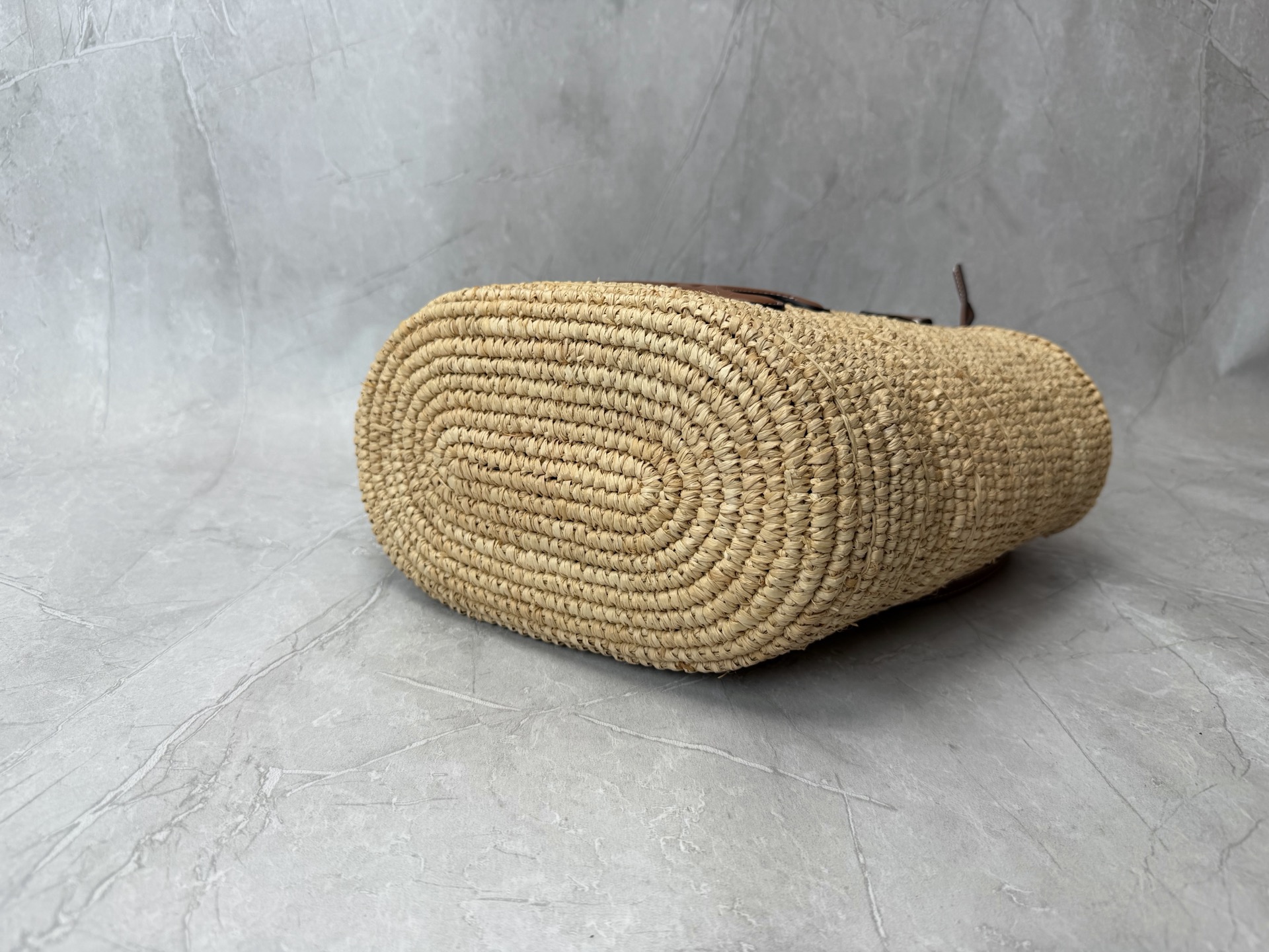 Celine Triomphe Raffia Basket Tote