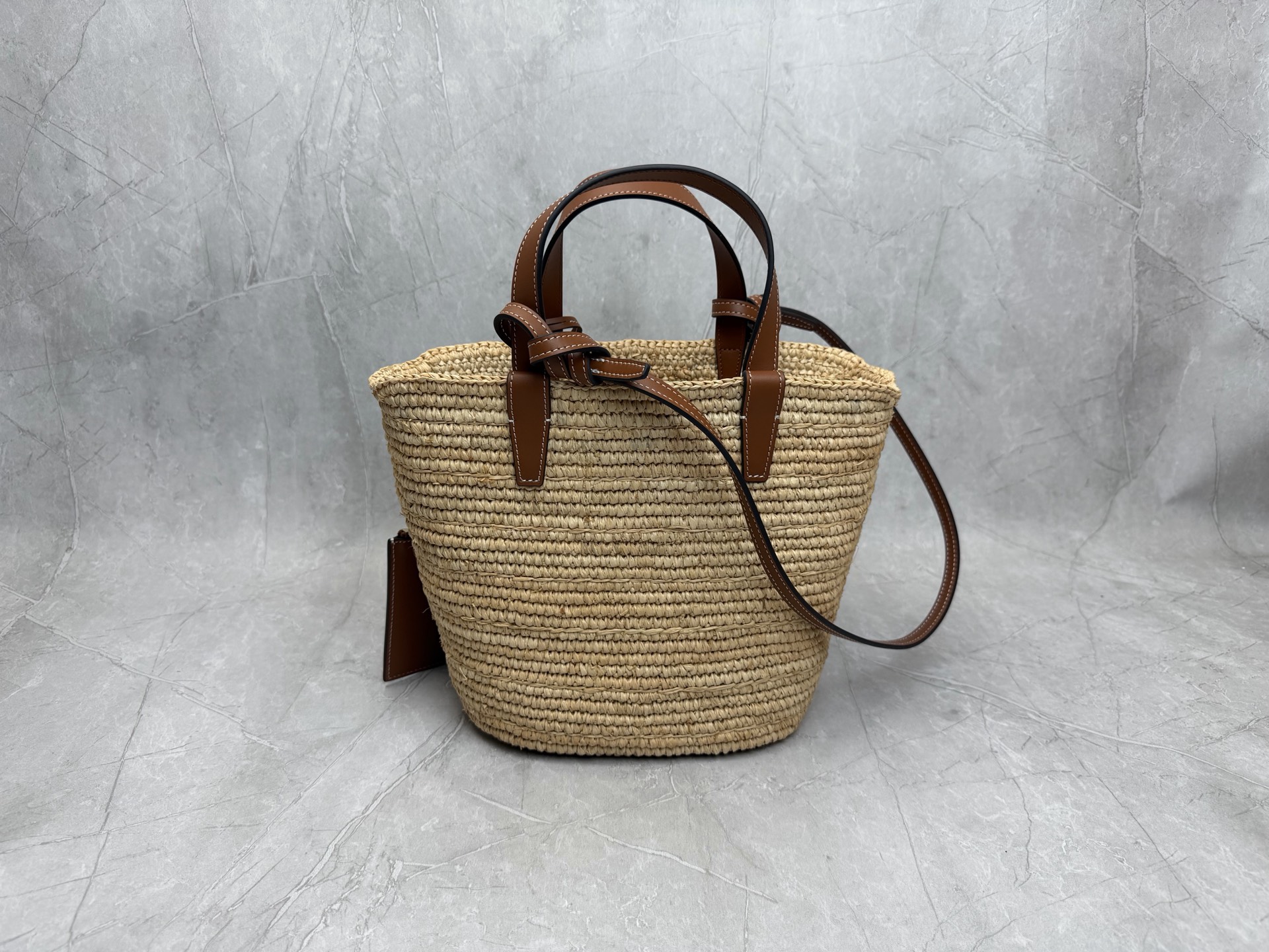 Celine Triomphe Raffia Basket Tote